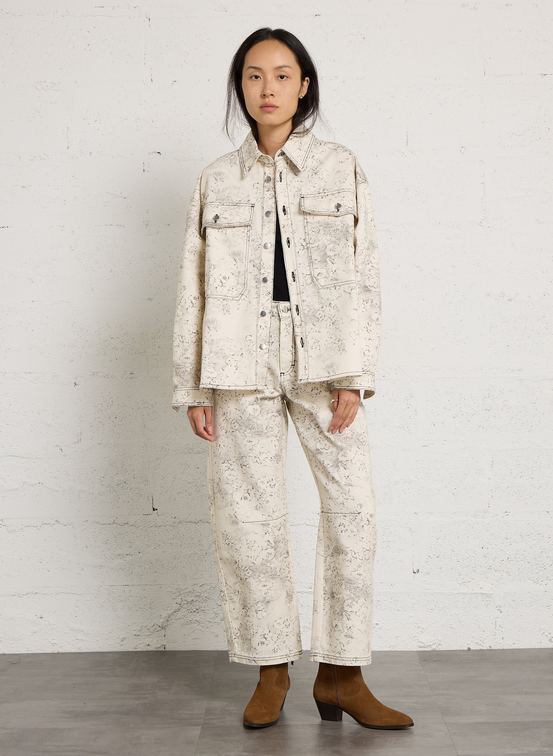 Straight-fit jeans met print HOD PARIS Beige