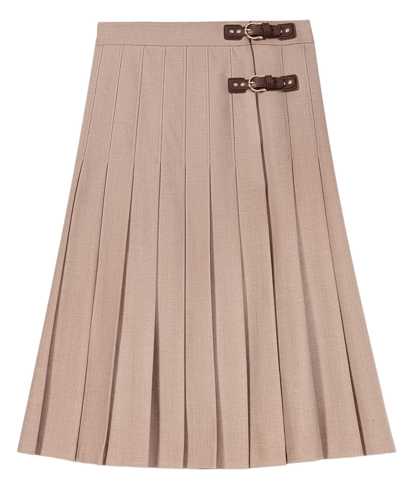 Jupe midi plissée à boucles  MAJE Beige