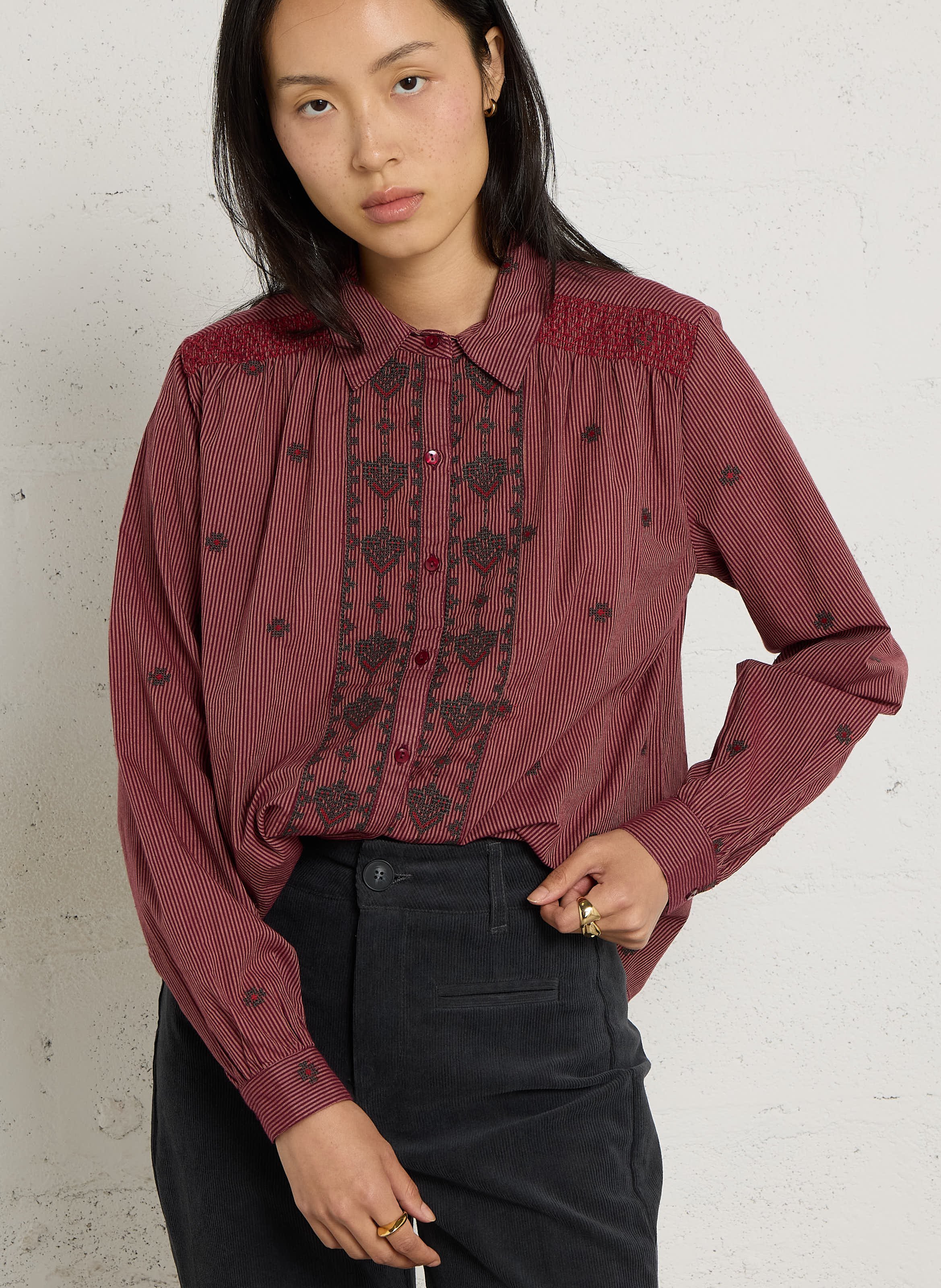 Overhemd met katoenen print MAISON HOTEL Rood