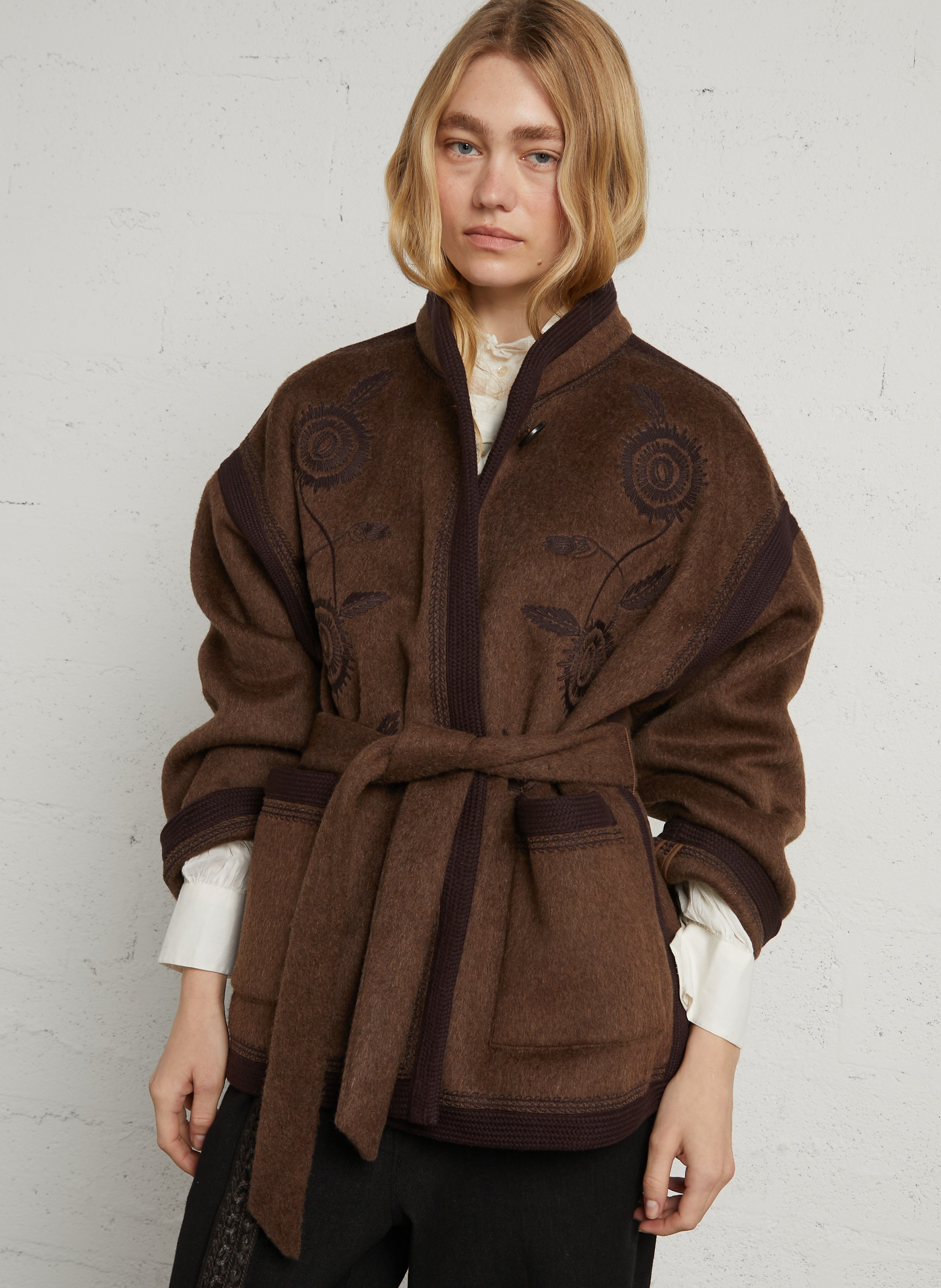 Mantel im Kimono-Stil aus Wollmischung ANTIK BATIK Braun