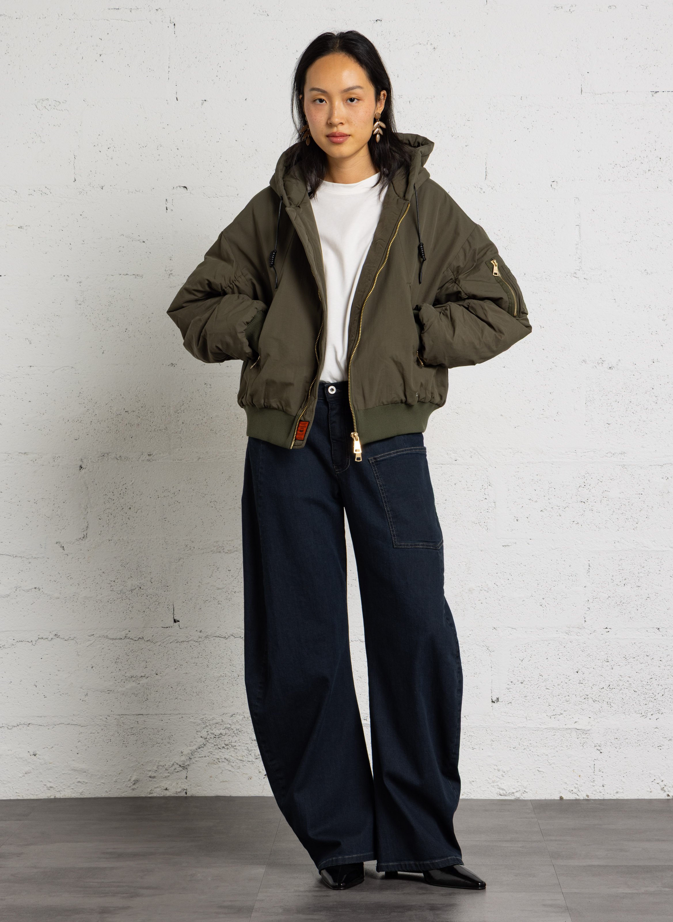 Blouson droite col capuche BOMBERS ORIGINAL Kaki