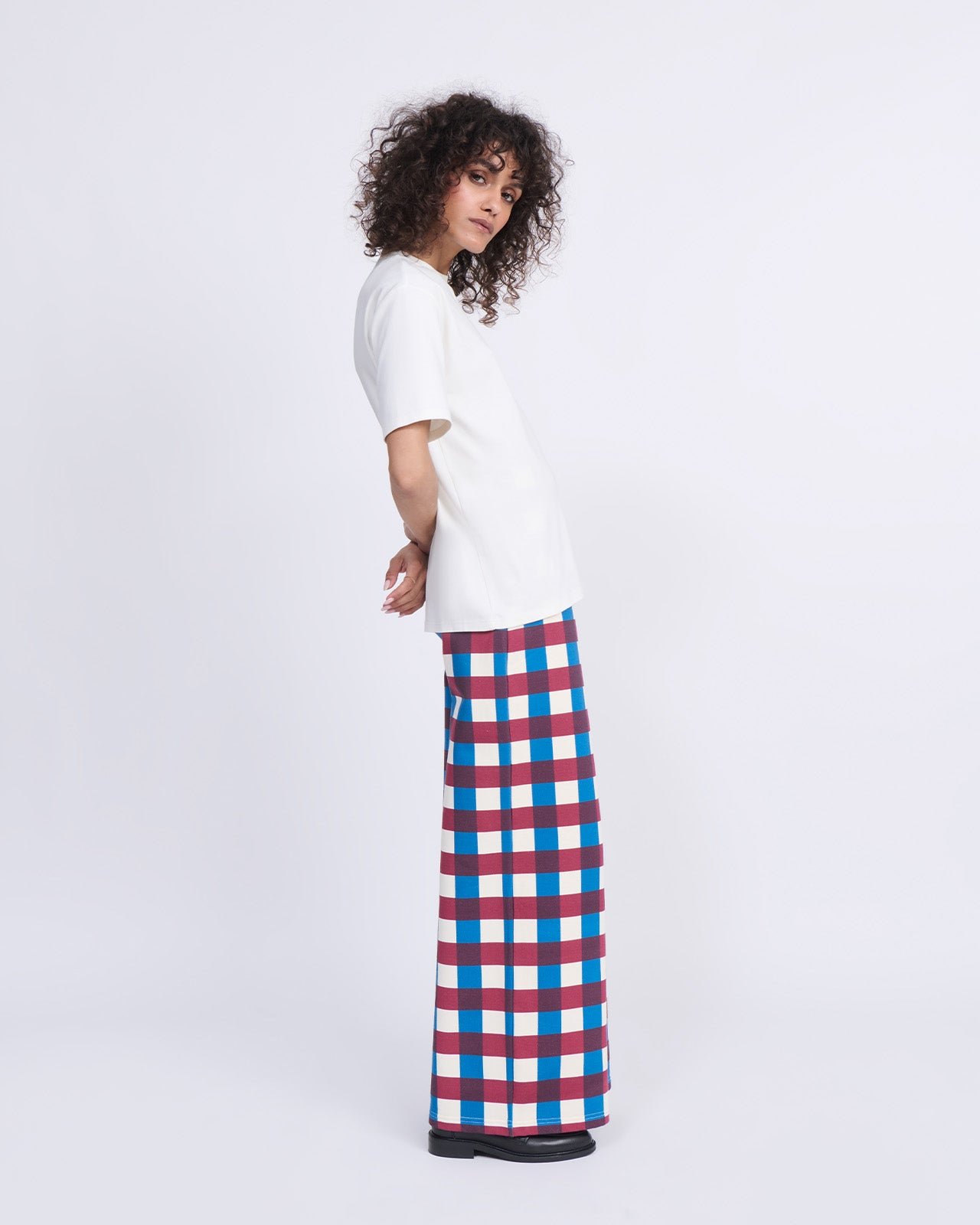 Organic cotton gingham-print trousers EMOI EMOI Multicolored