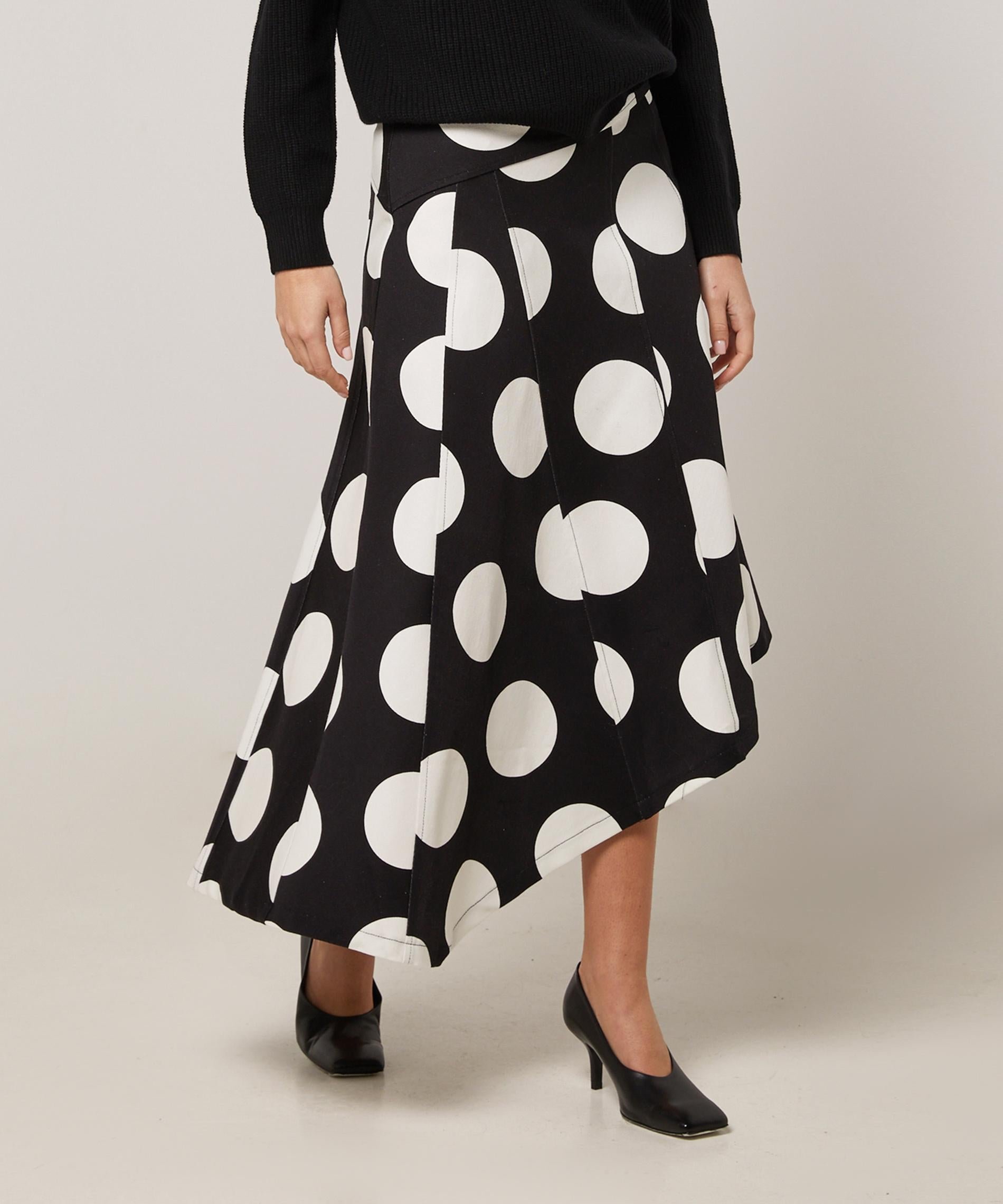 Asymmetrical long skirt in printed canvas RODIER White