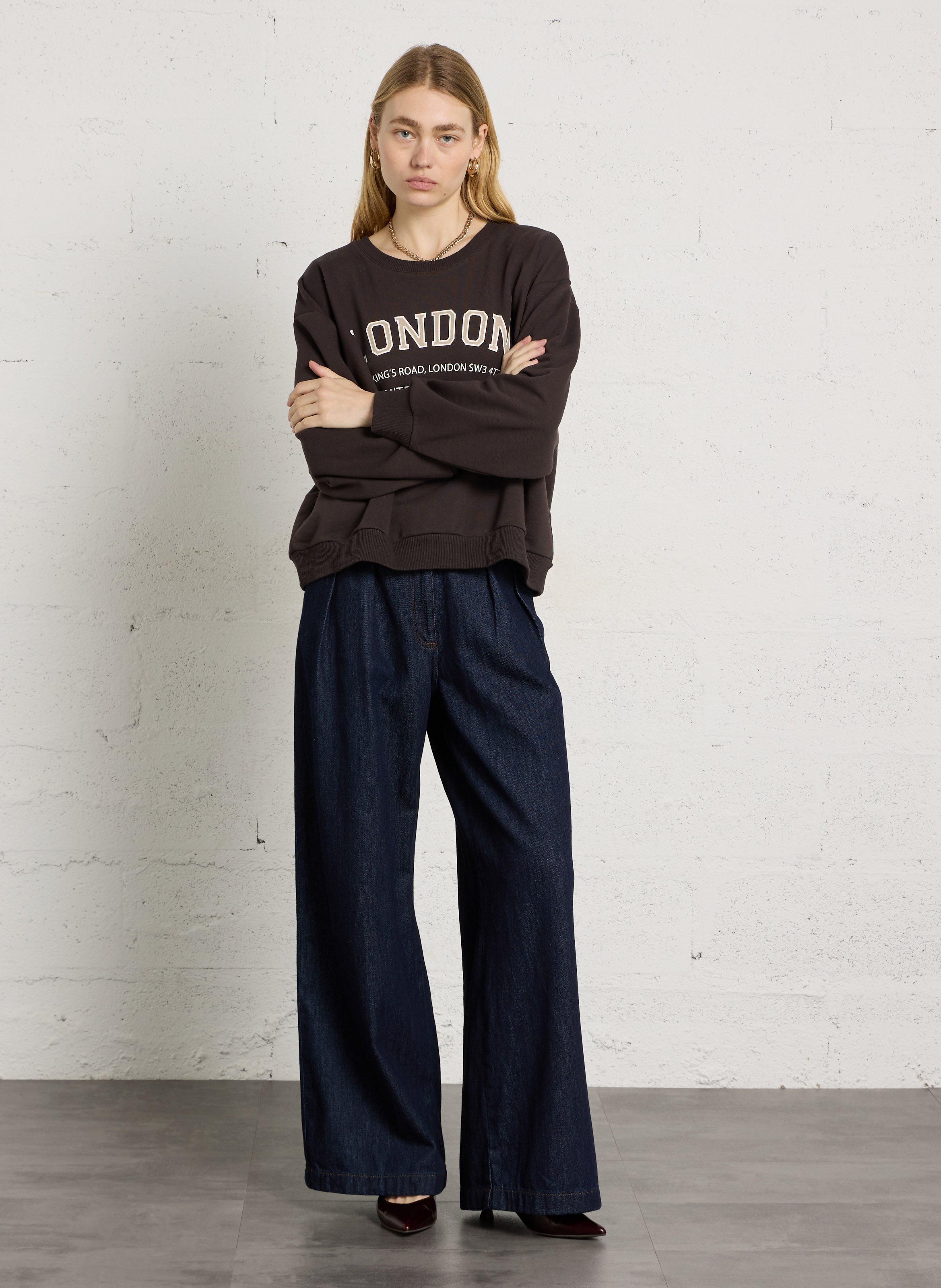 Loose-fit cotton-blend sweater MAISON 123 Brown