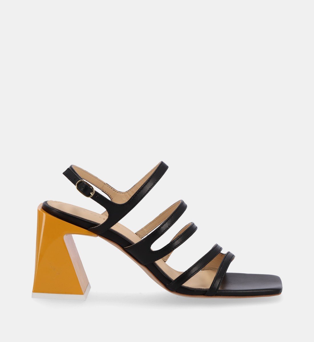 Heeled Leather Sandals Noir Alohas Women AUBREY BLACK LEATHER SANDALS Place des Tendances