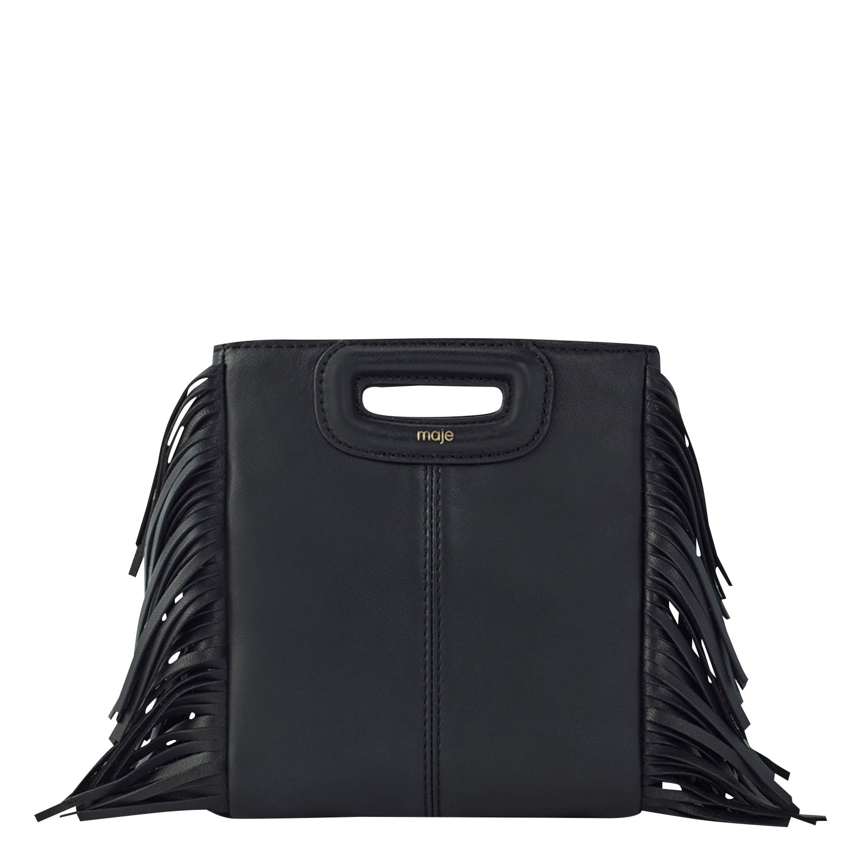 Petit sac bandoulière à franges en cuir MAJE Noir