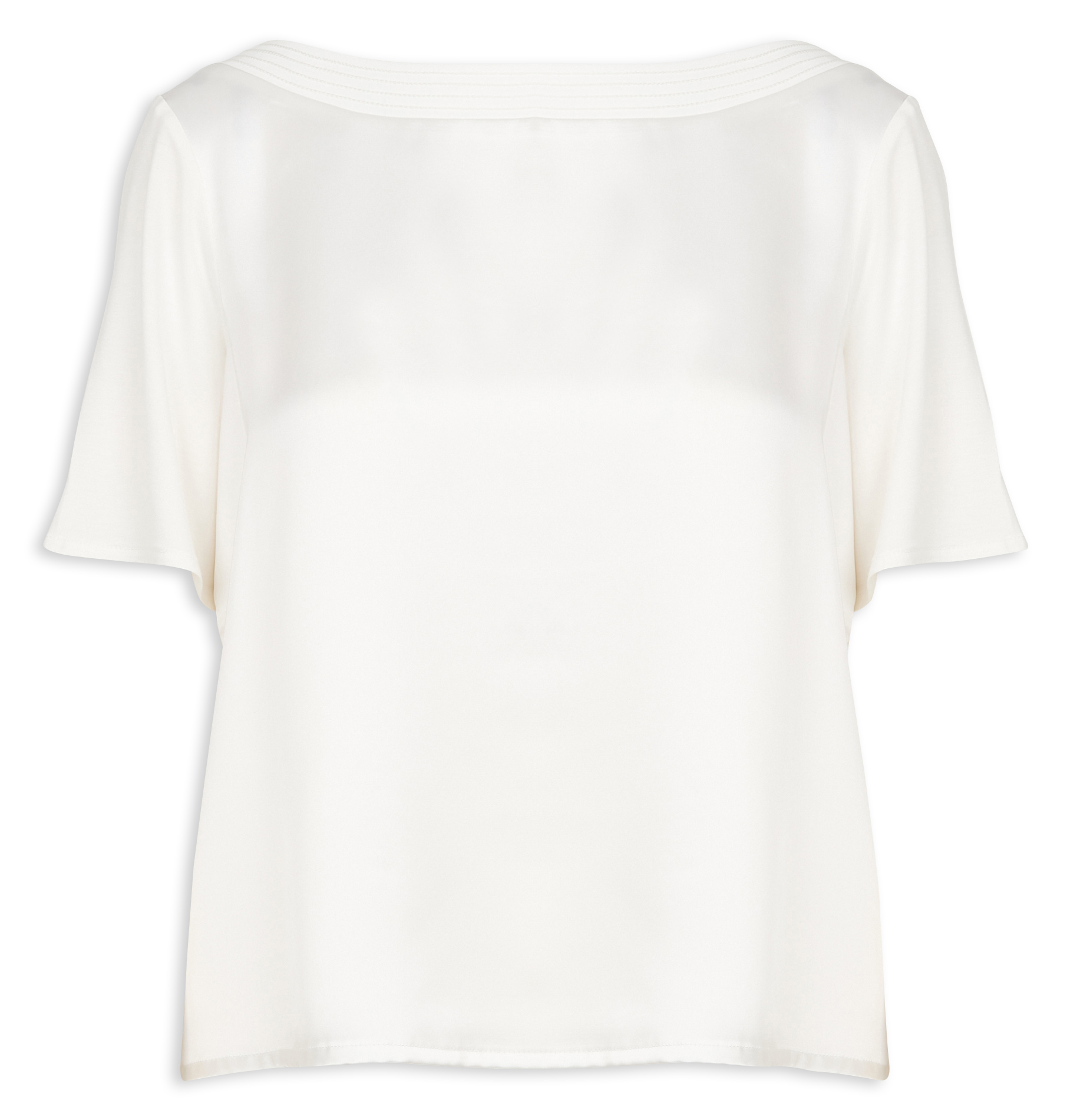 Tee-shirt droit fluide à col rond CAROLL Beige