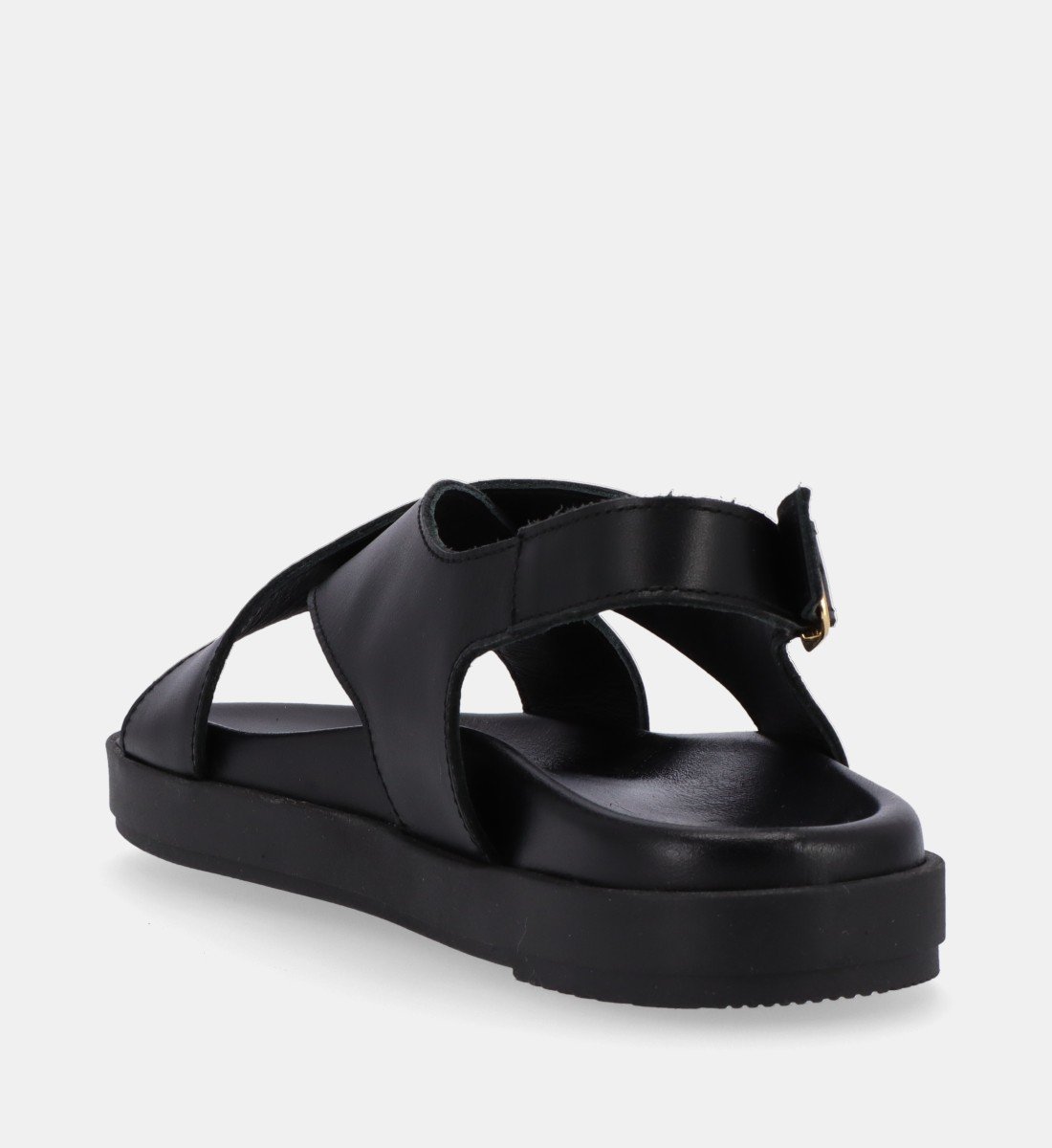 Flat leather sandals ALOHAS Black