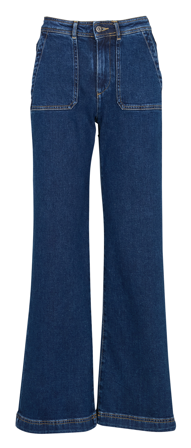 Jean large taille haute en coton bio mélangé LA FEE MARABOUTEE Bleu