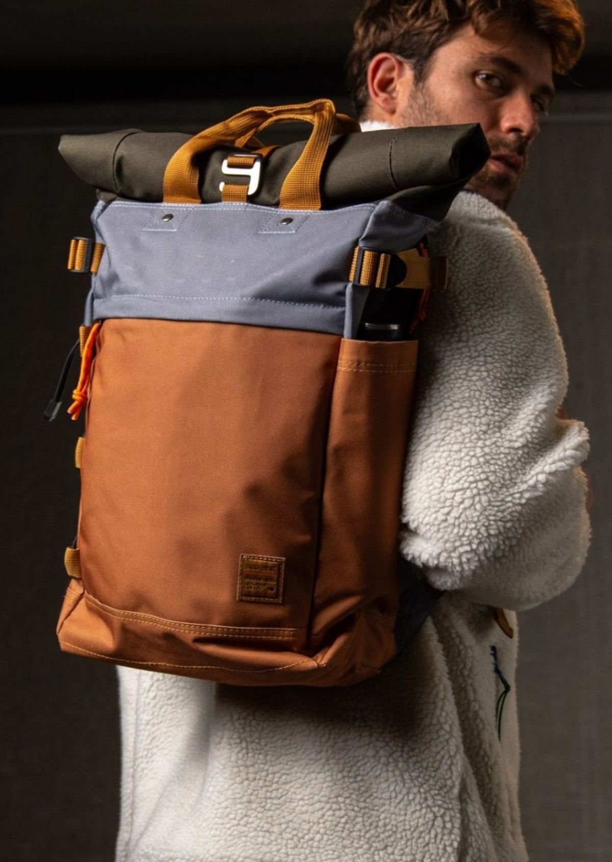 Recycled polyester rolltop backpack BILLYBELT Brown