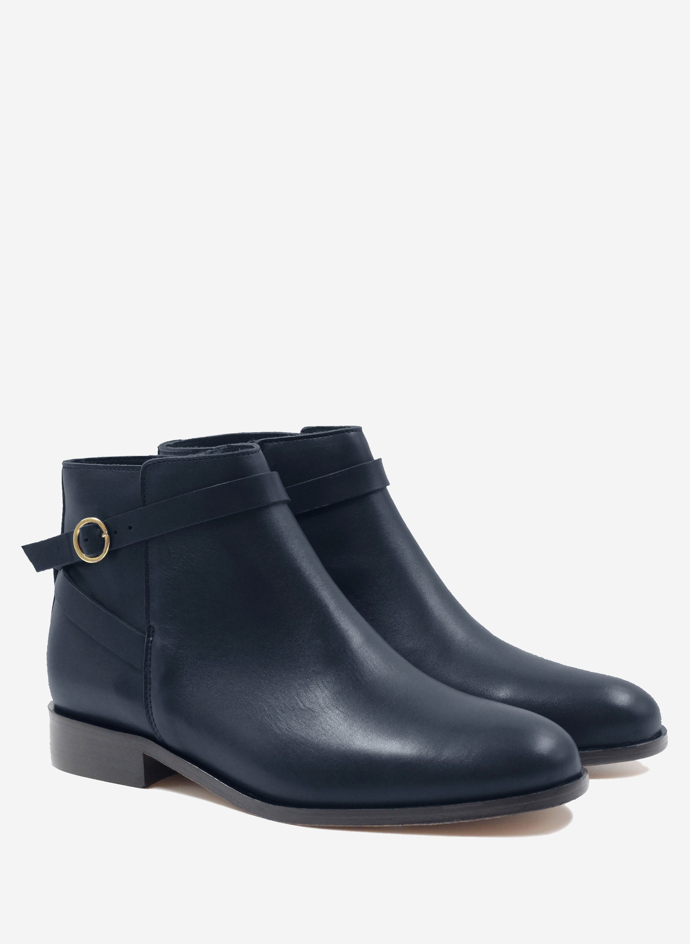 Flat leather riding Mid-calf boots JULES & JENN Blue