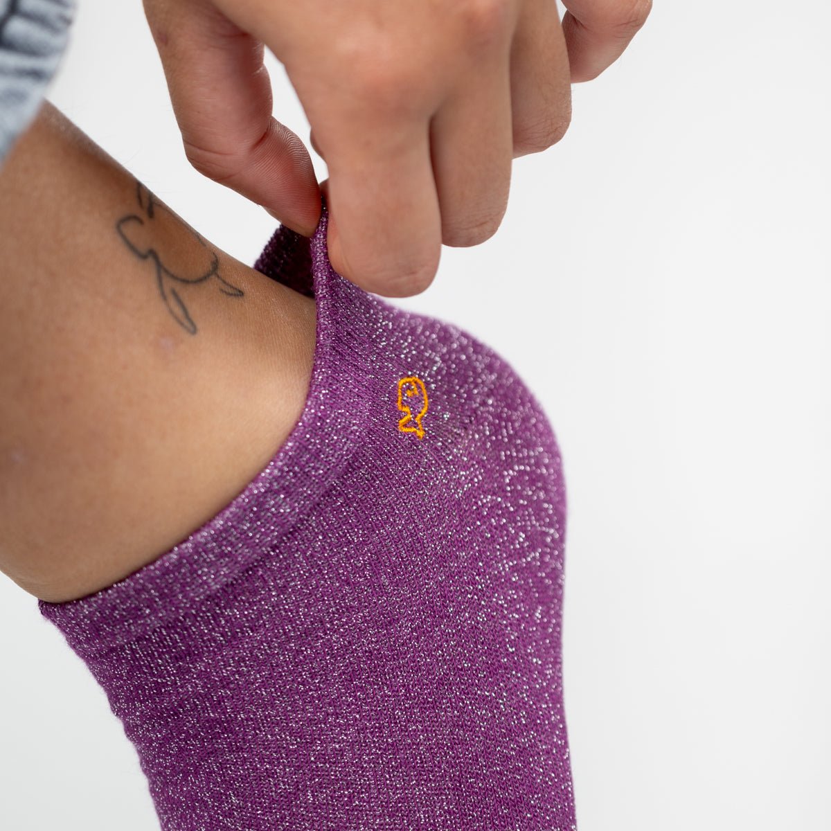 Sequined combed cotton ankle socks BILLYBELT Purple