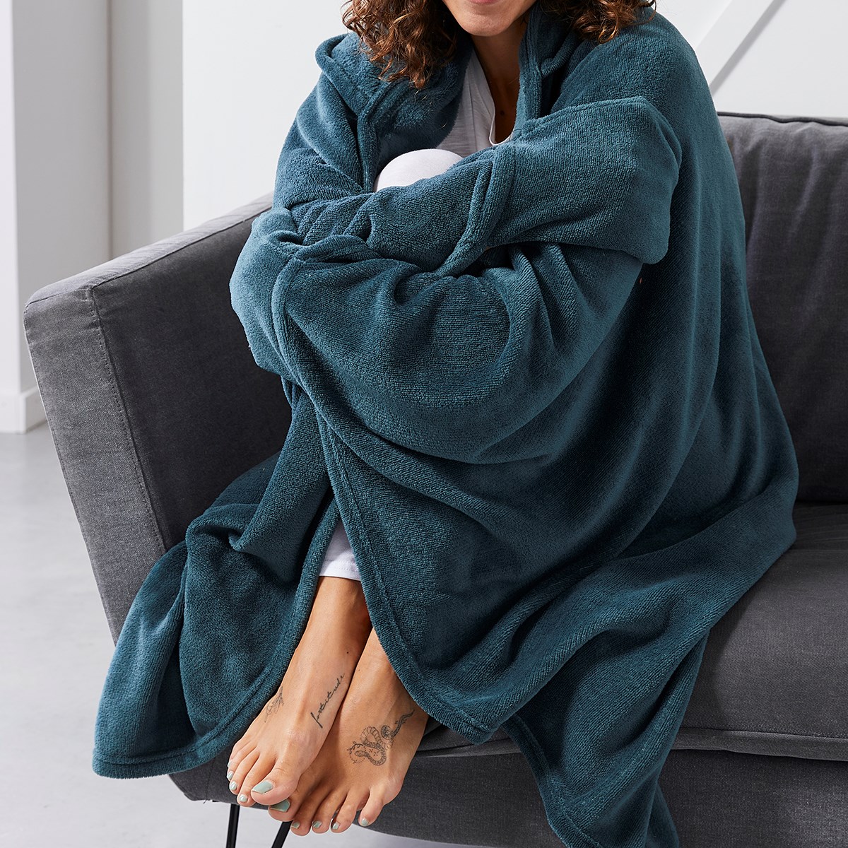 Plain hooded throw TODAY LINGE DE MAISON Blue