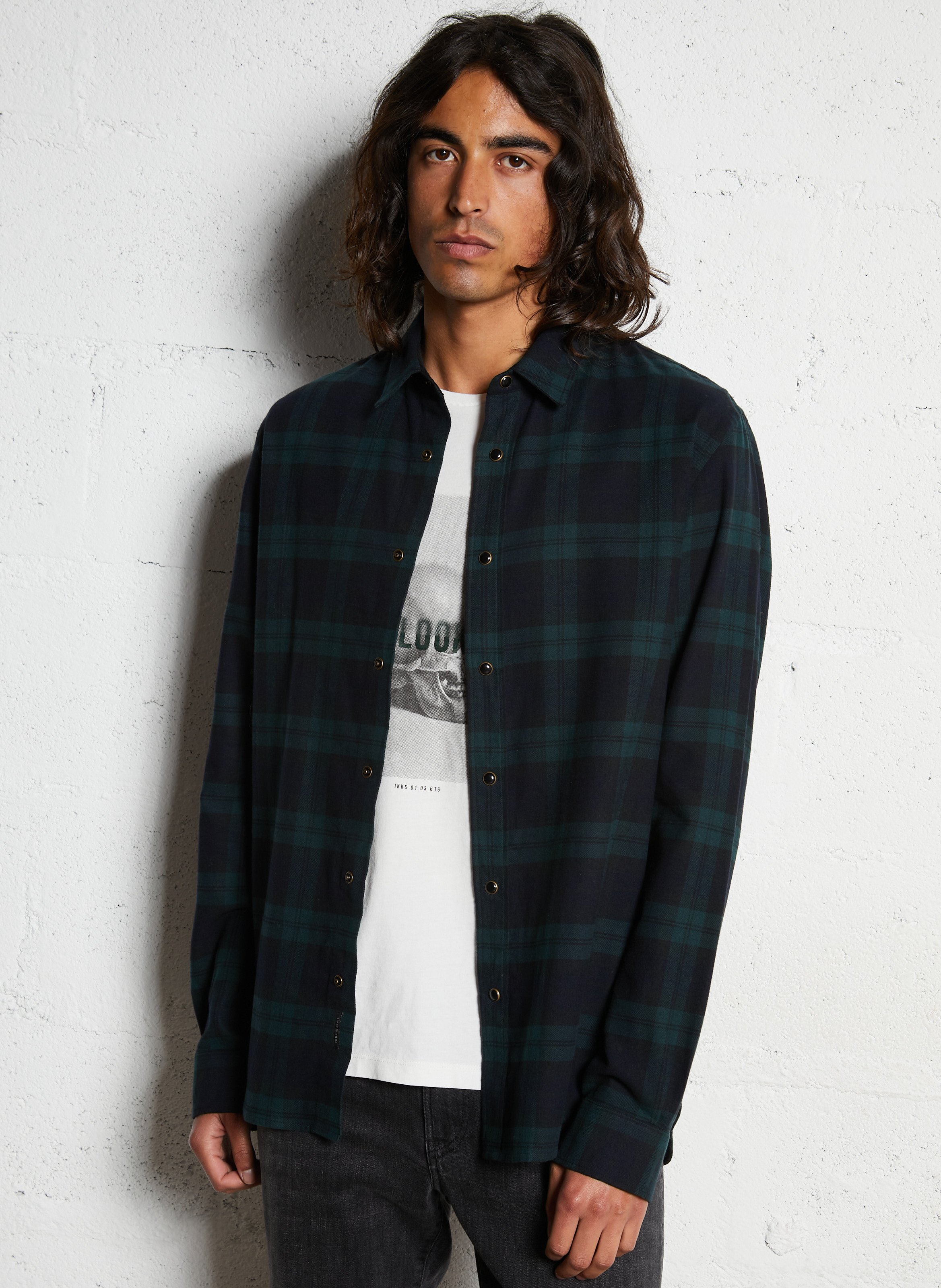 Gerade Baumwollhemd mit Karomuster IKKS Grun