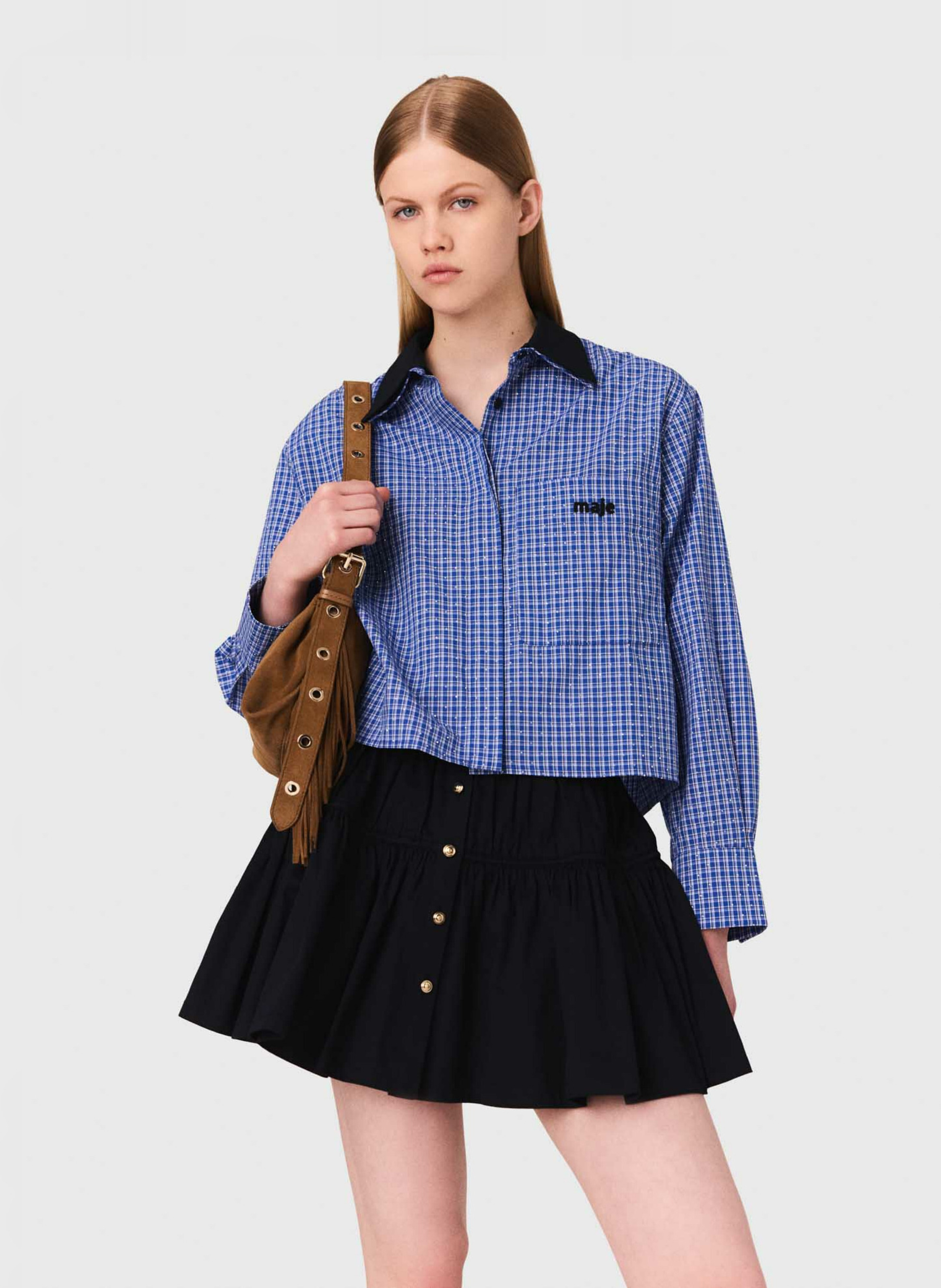 Chemise col classique en coton MAJE Bleu