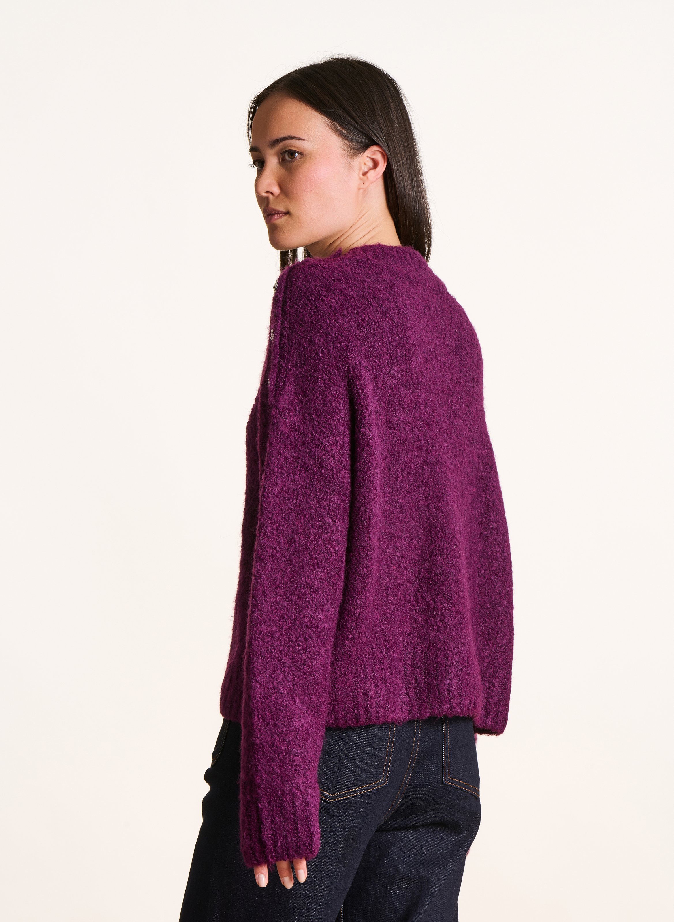 Kurzärmliger Pullover mit Rundhalsausschnitt LA FEE MARABOUTEE Violett