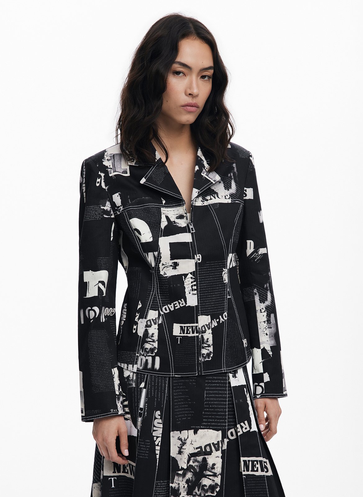 Veste col tailleur en coton mélangé DESIGUAL Noir