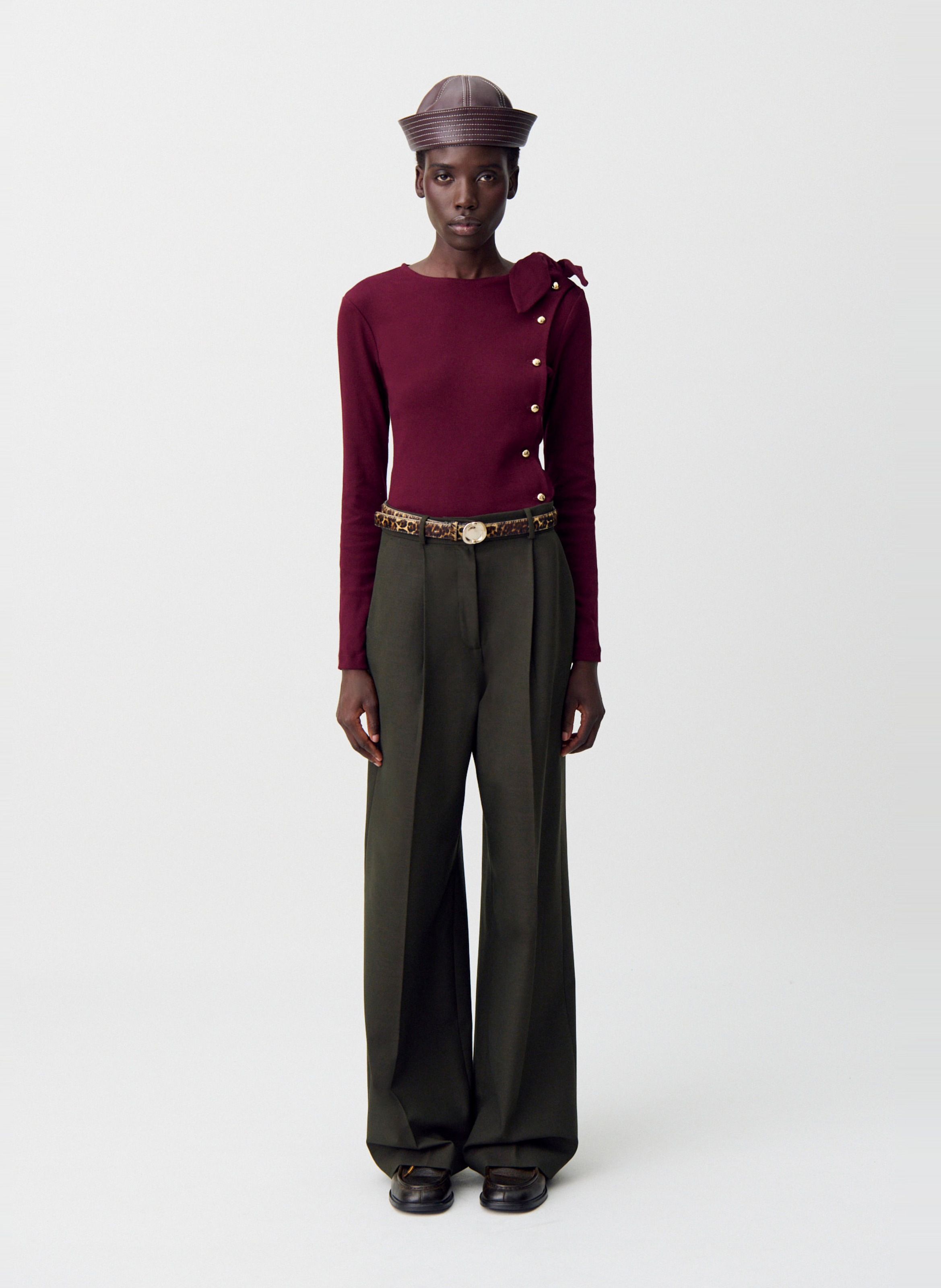 Pull en coton mélangé col rond CLAUDIE PIERLOT Rouge