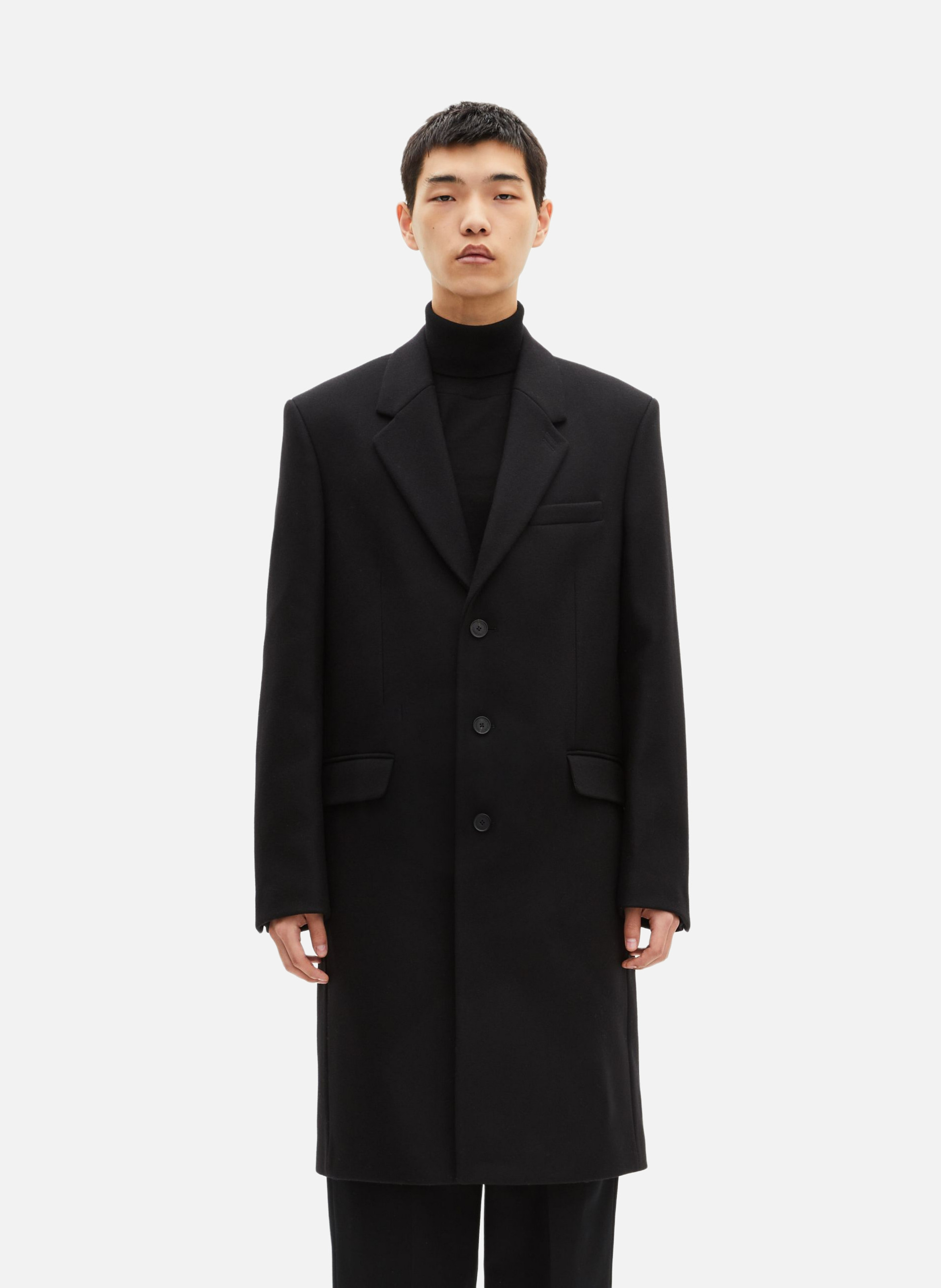 Leather lapel coat THE KOOPLES Black