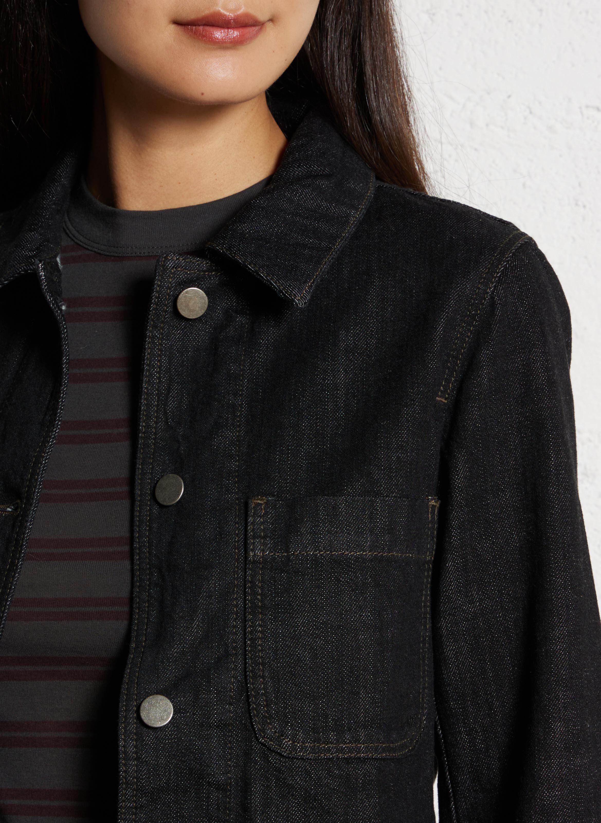 Veste col classique en denim SOEUR Noir
