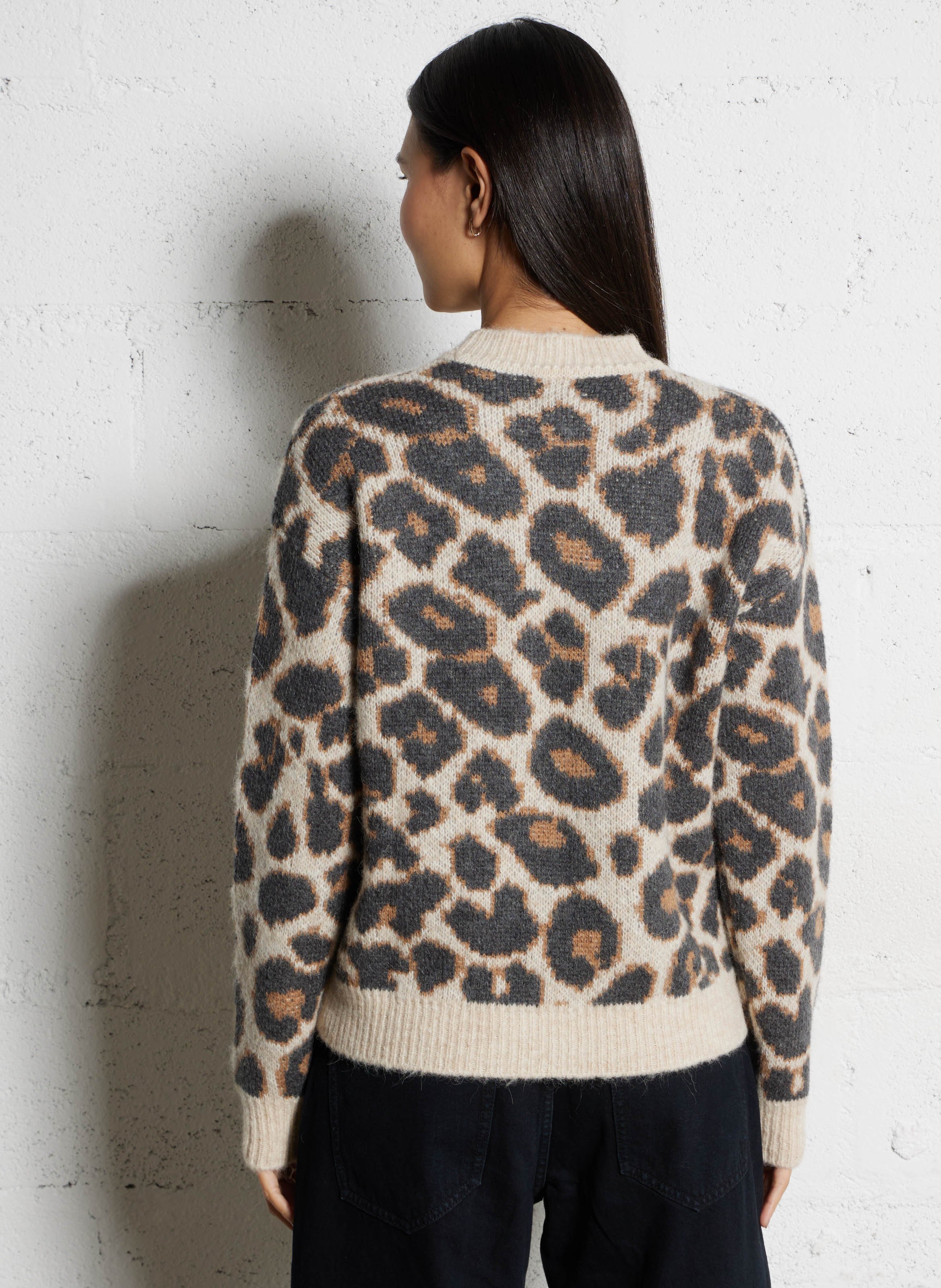 Pull droit col rond léopard HARTFORD Multicolore