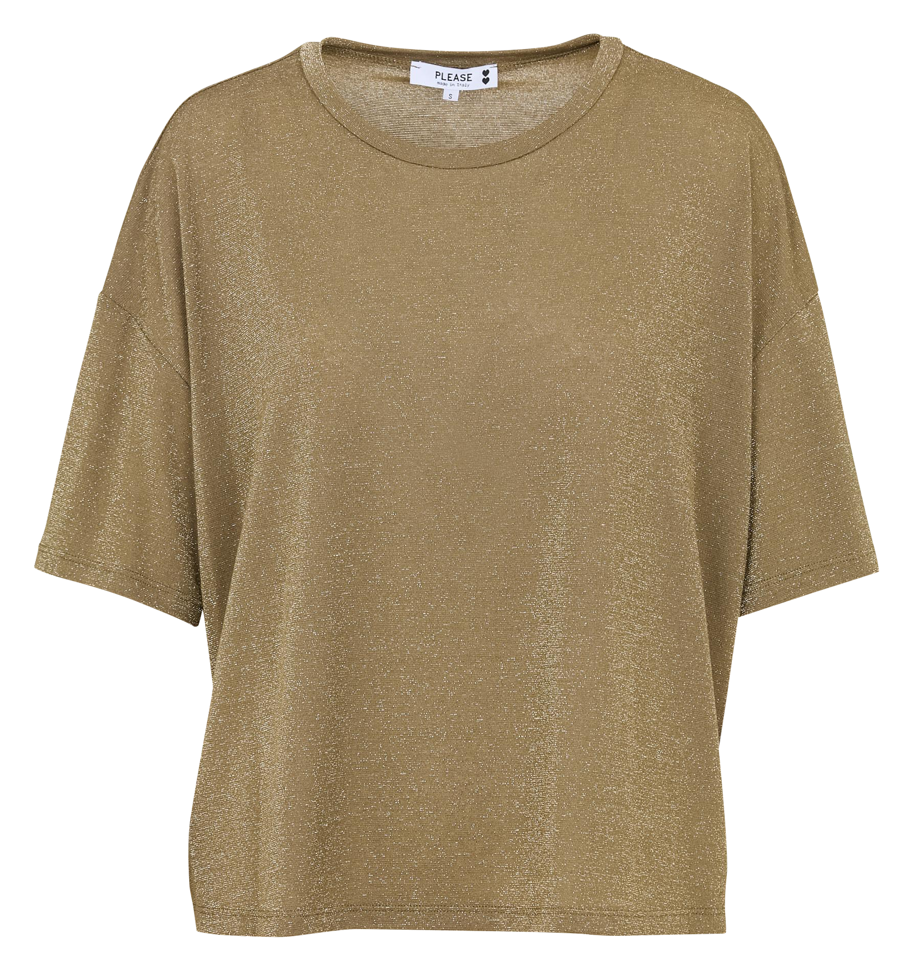 Flowy loose sequined t-shirt PLEASE Khaki