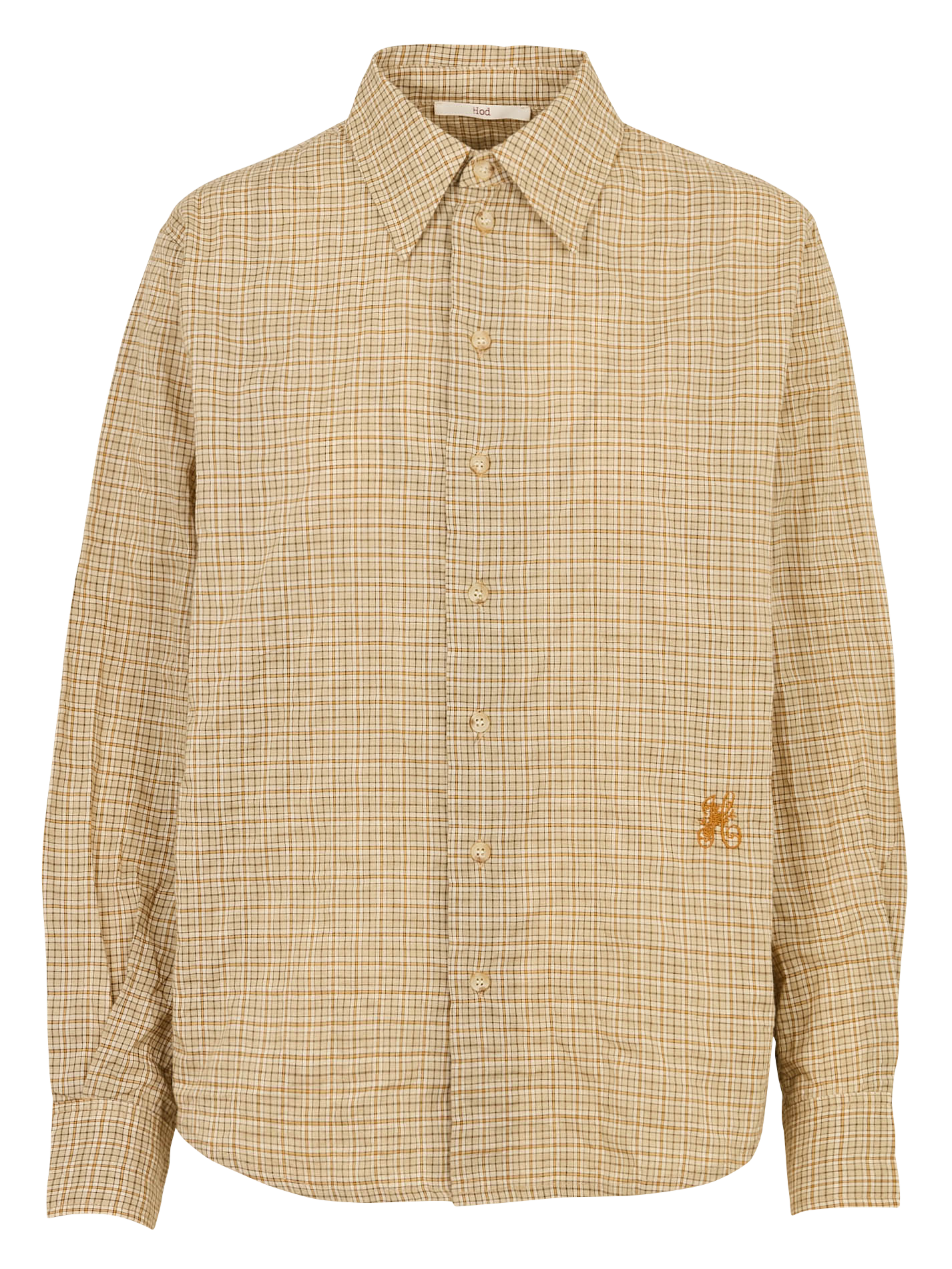 Loose-fit plaid cotton shirt with classic collar HOD PARIS Beige