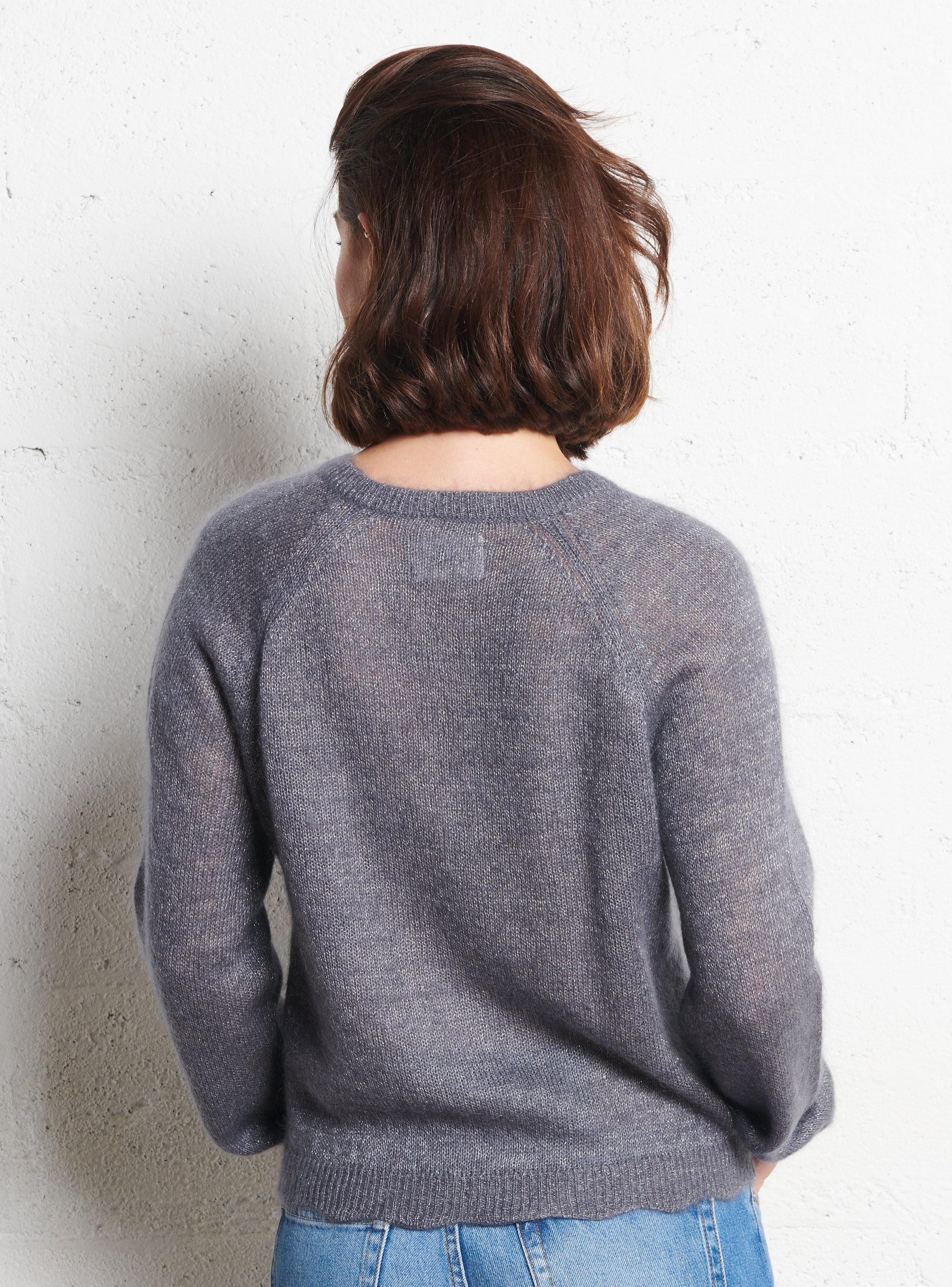 Oversized round neck wool and silk vest DES PETITS HAUTS Grey