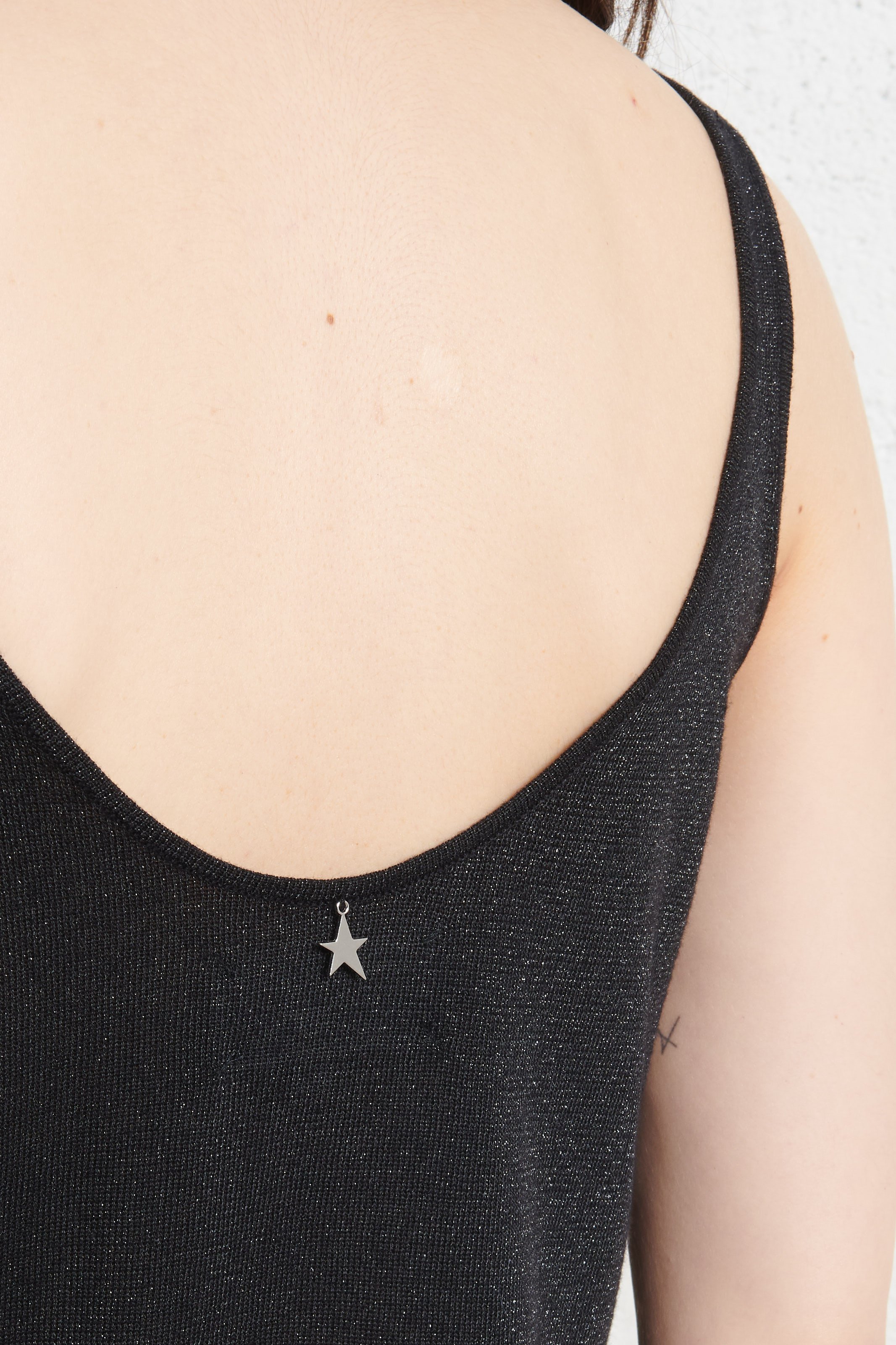 Fluid plain sequined tank top SUD EXPRESS Black