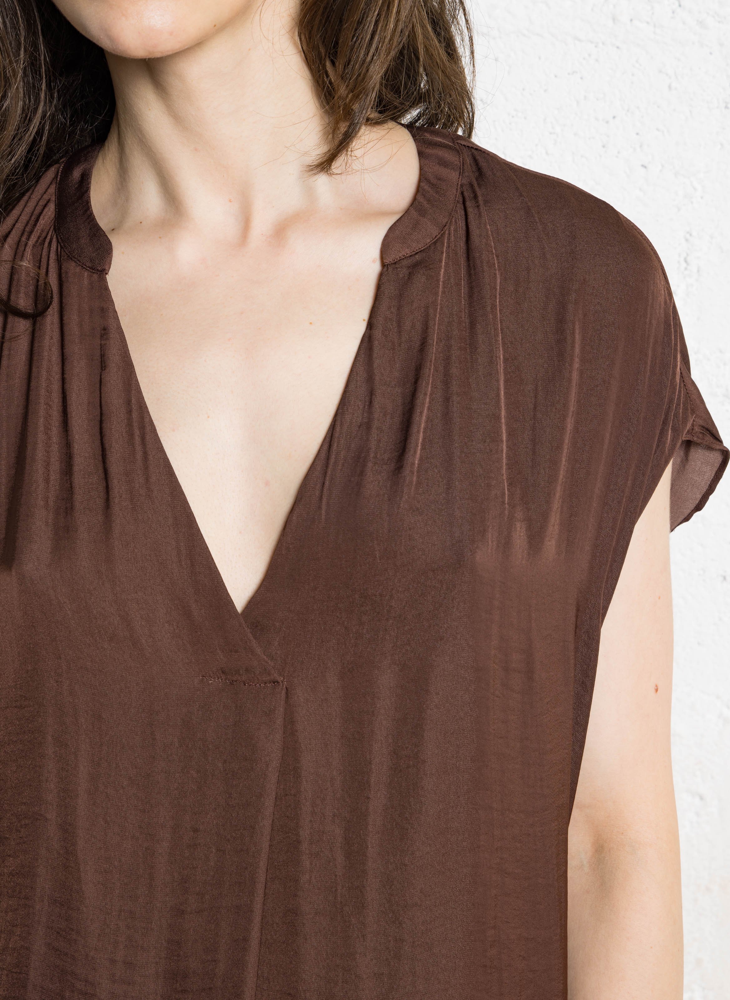 Satin straight blouse MAISON 123 Brown