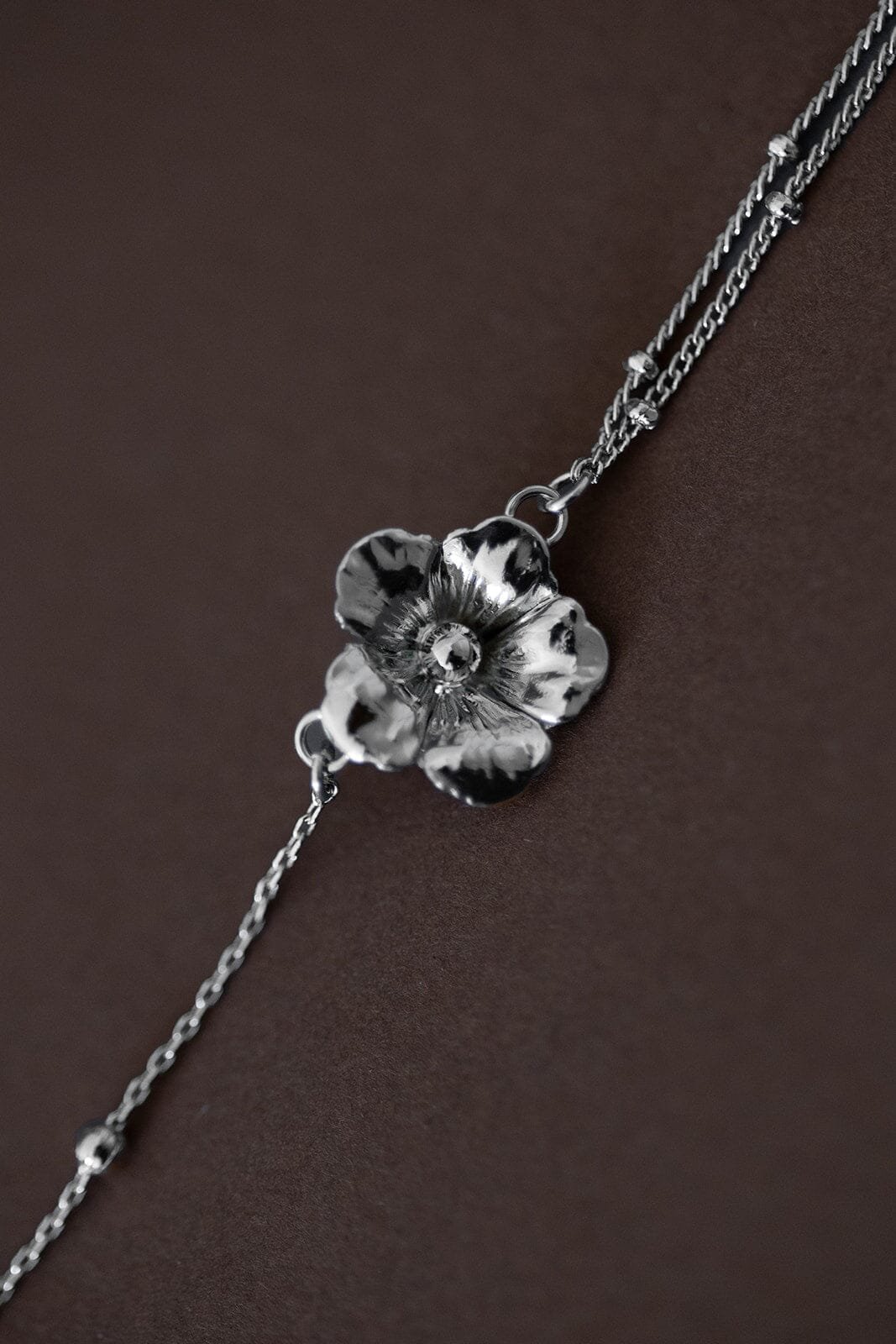 HESPÉRIS - Silver-plated flower bracelet MONSIEUR SIMONE Silver