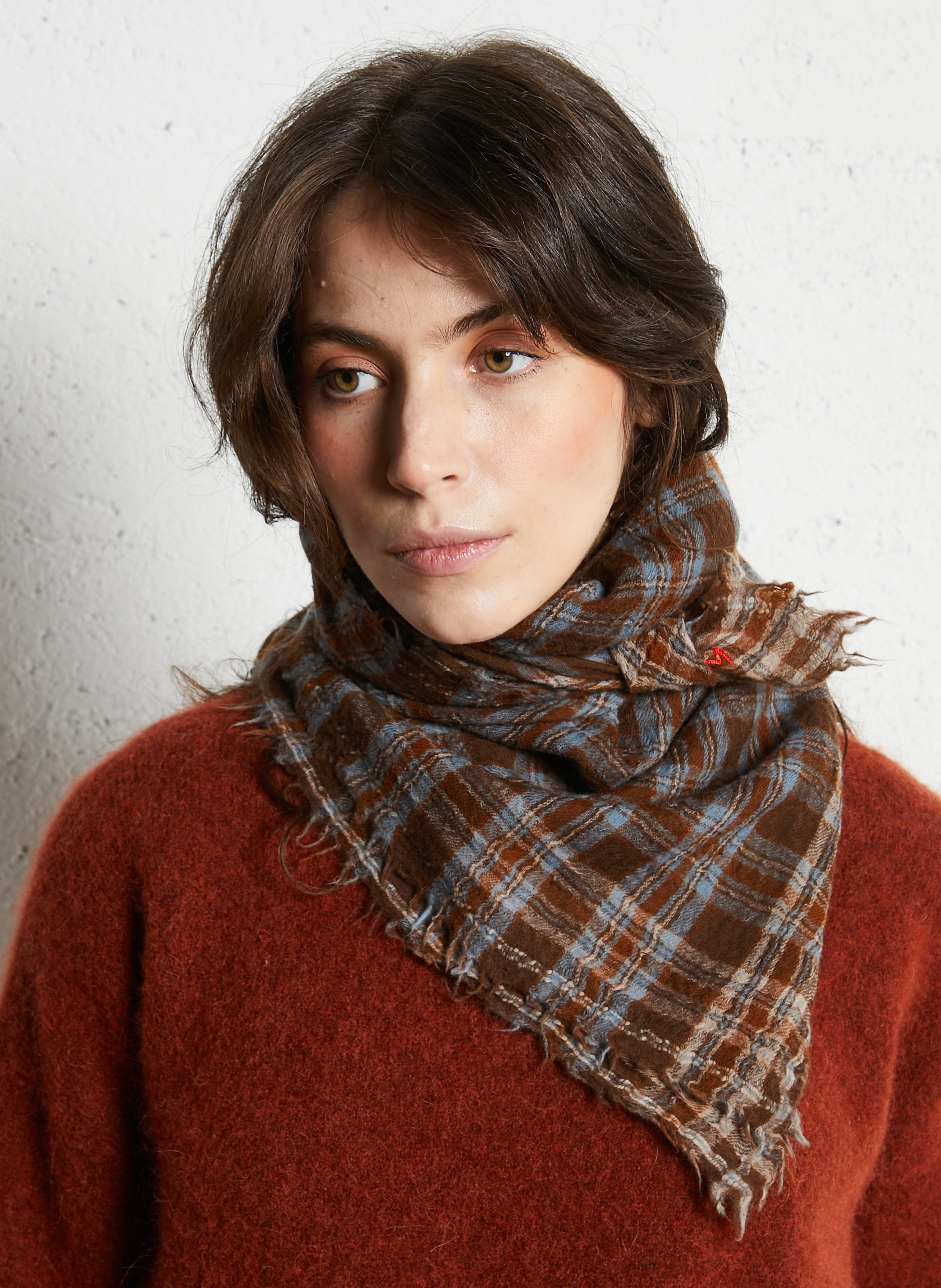 Sciarpa a quadri in lana Marrone Moismont Donna Place des