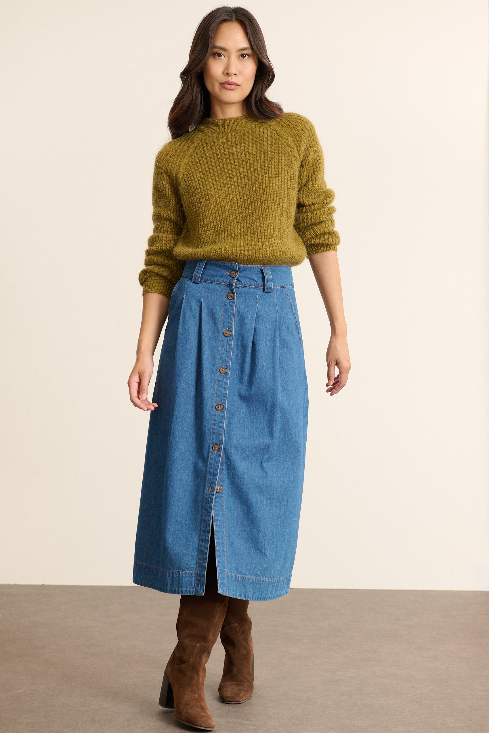 Round neck long sleeve sweater GARANCE PARIS Green