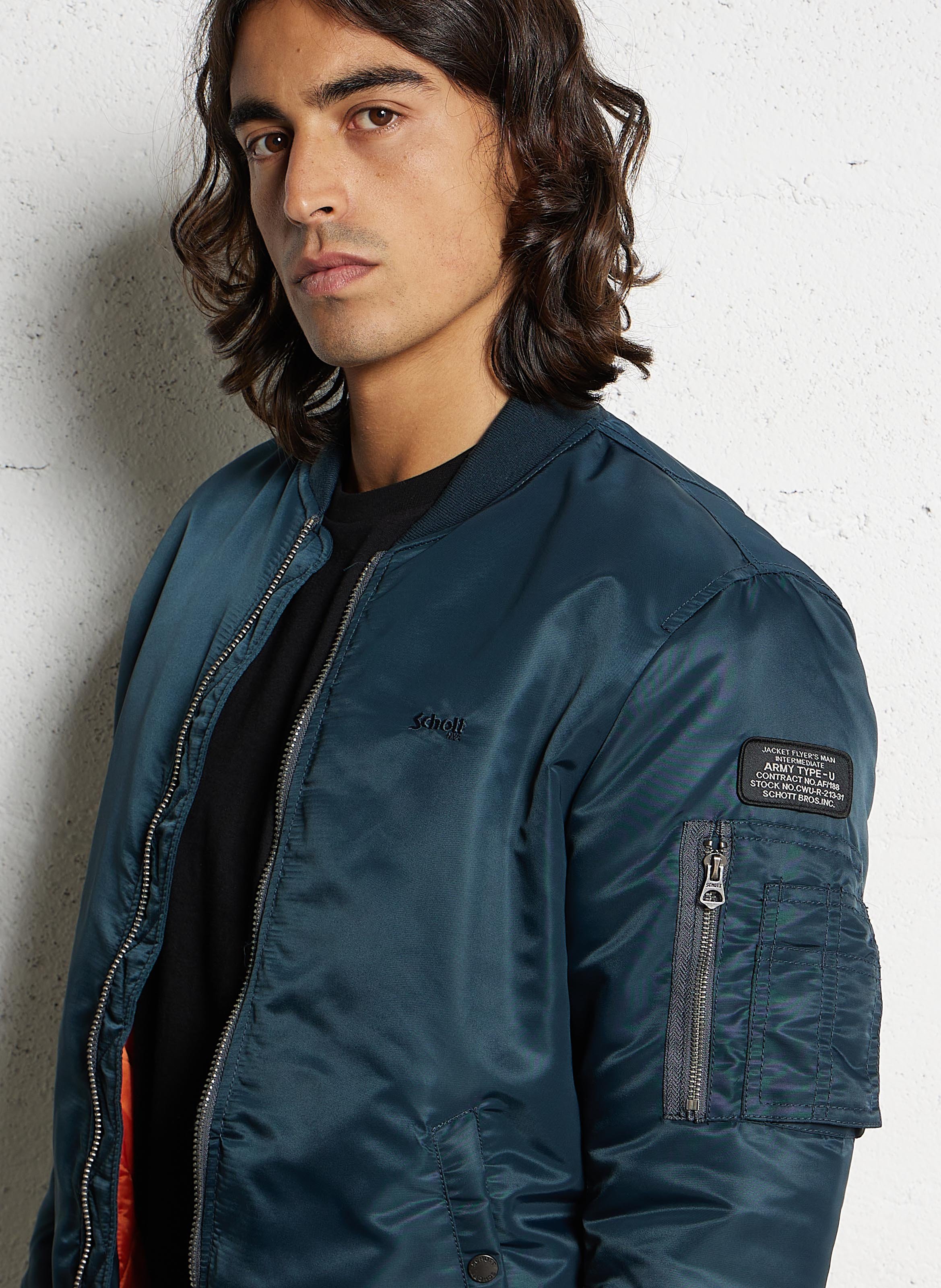 High-collar jacket Blue