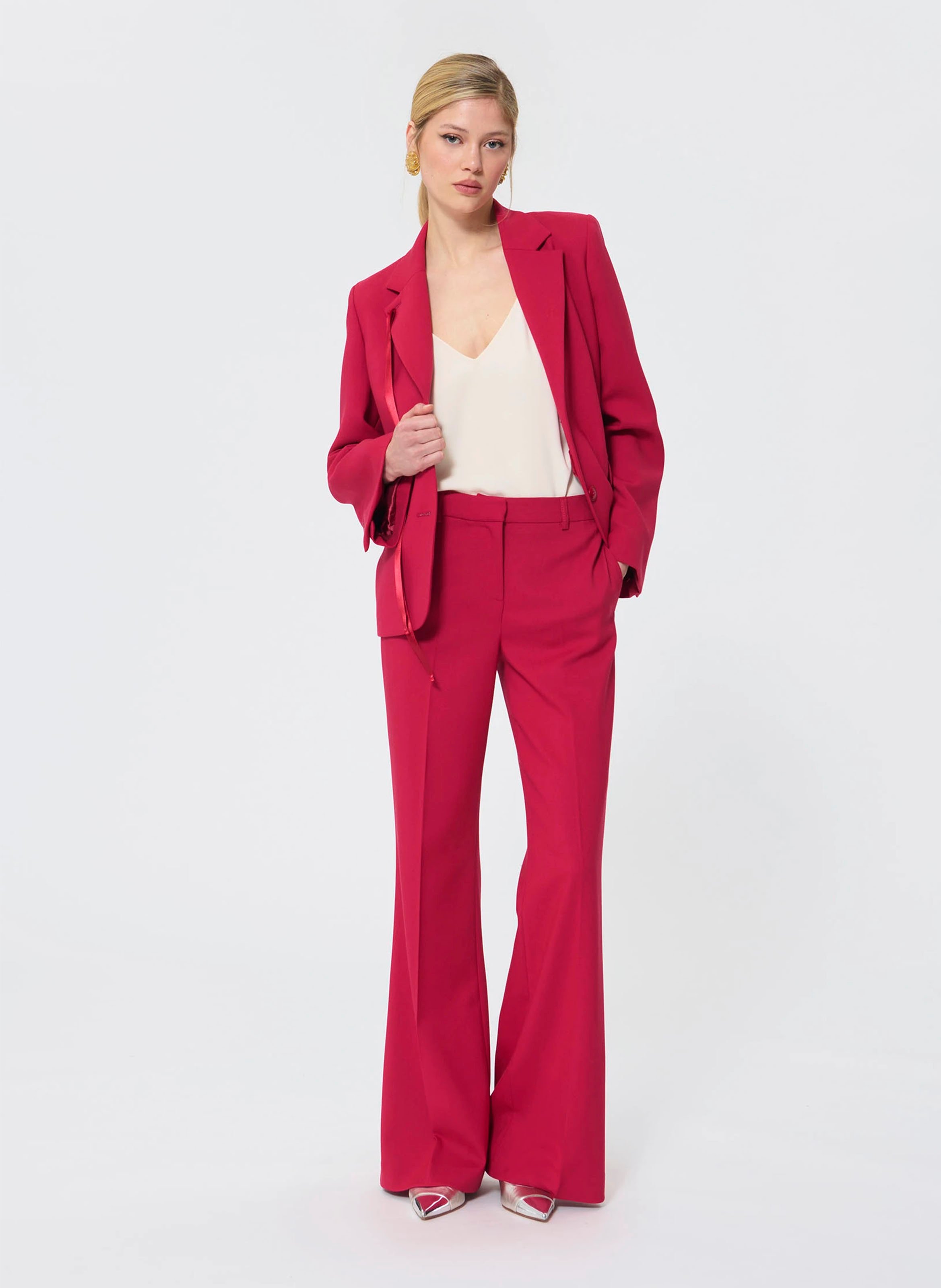 Wijde broek van wol TARA JARMON Rood