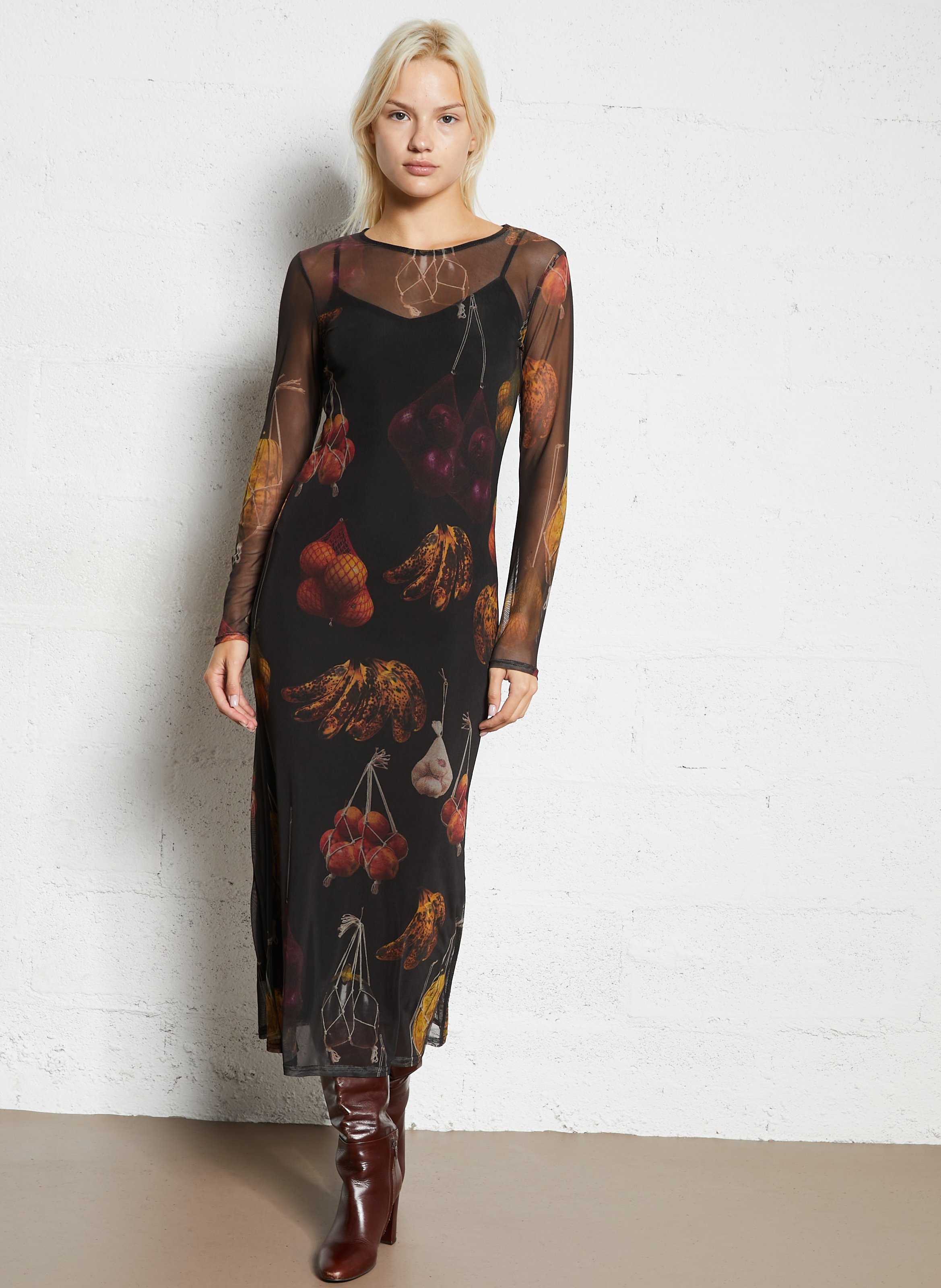 Robe longue imprimé col rond NEVER FULLY DRESSED Noir