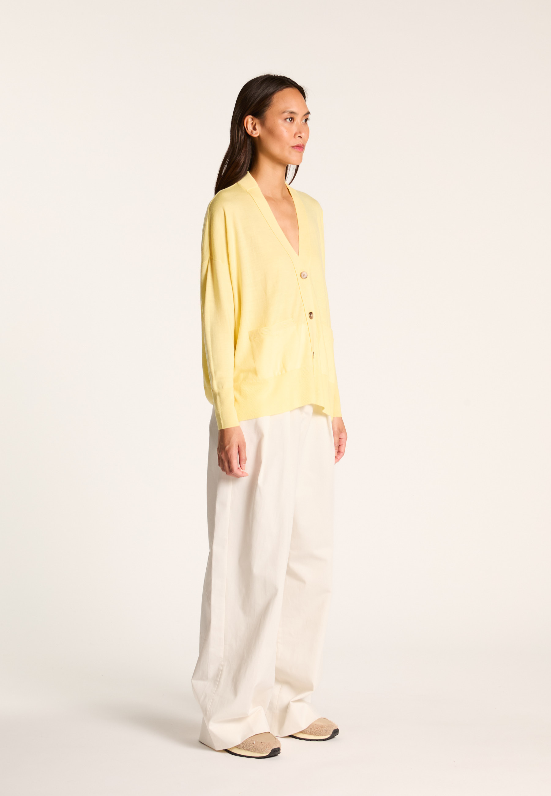 Merino wool cardigan MAISON MONTAGUT Yellow