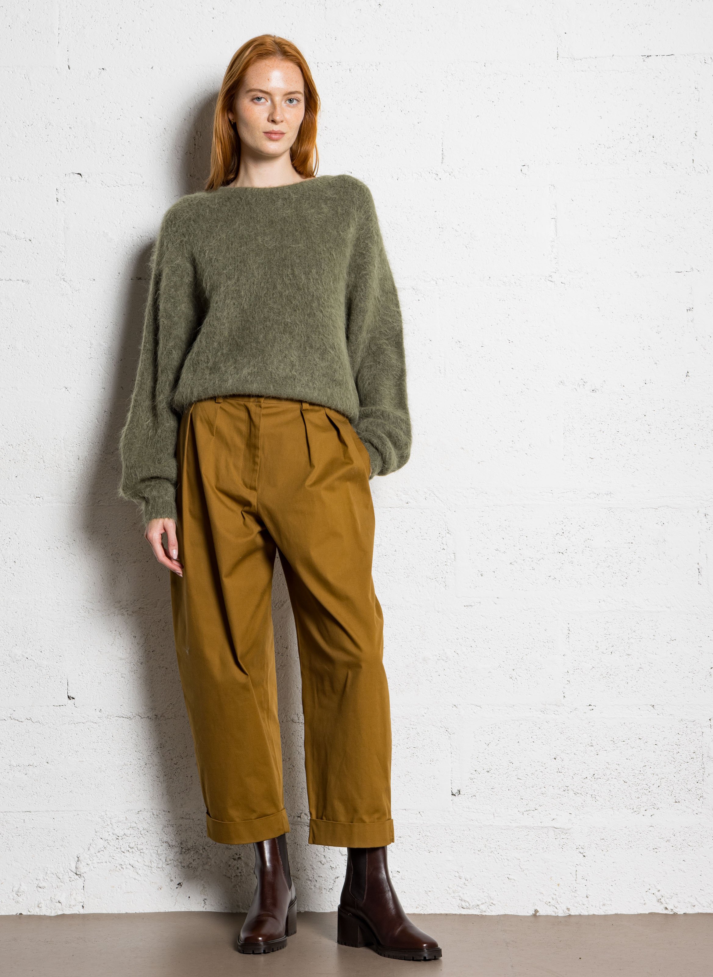 Pull oversize col rond en laine mélangée AMERICAN VINTAGE Vert