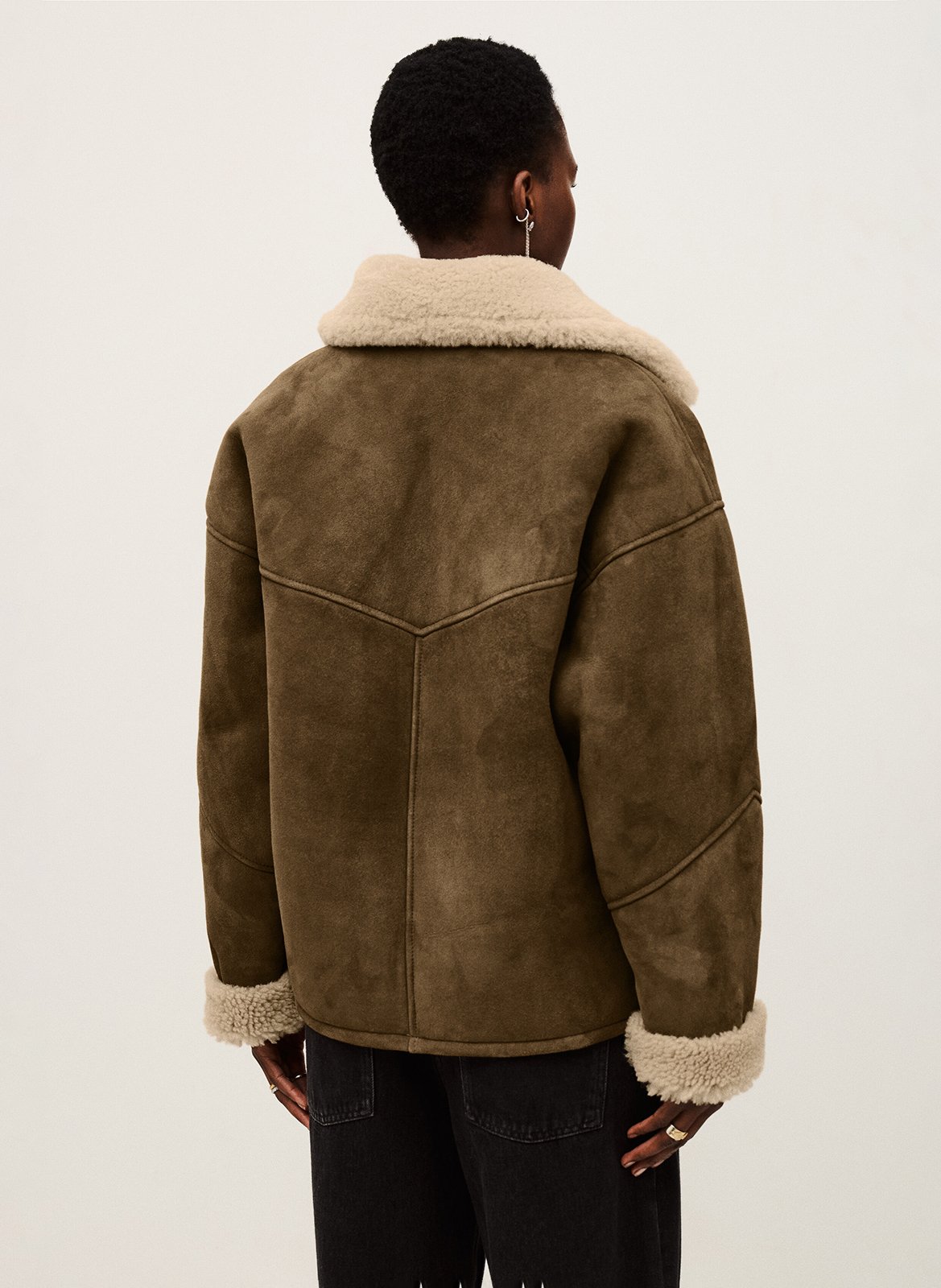 Manteau col tailleur en cuir BA&SH Marron