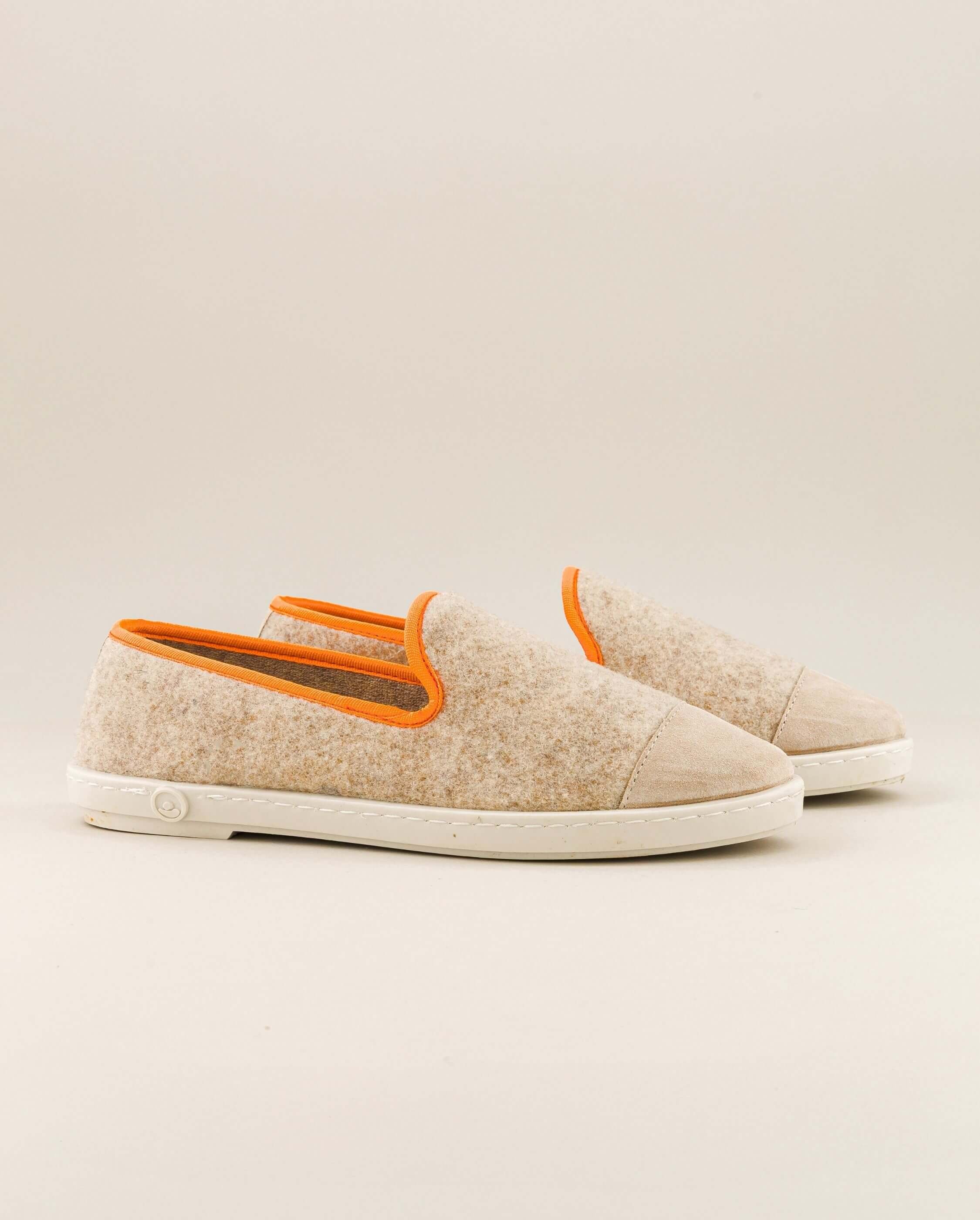 Women's wool slipper, beige fluorescent orange ANGARDE Beige