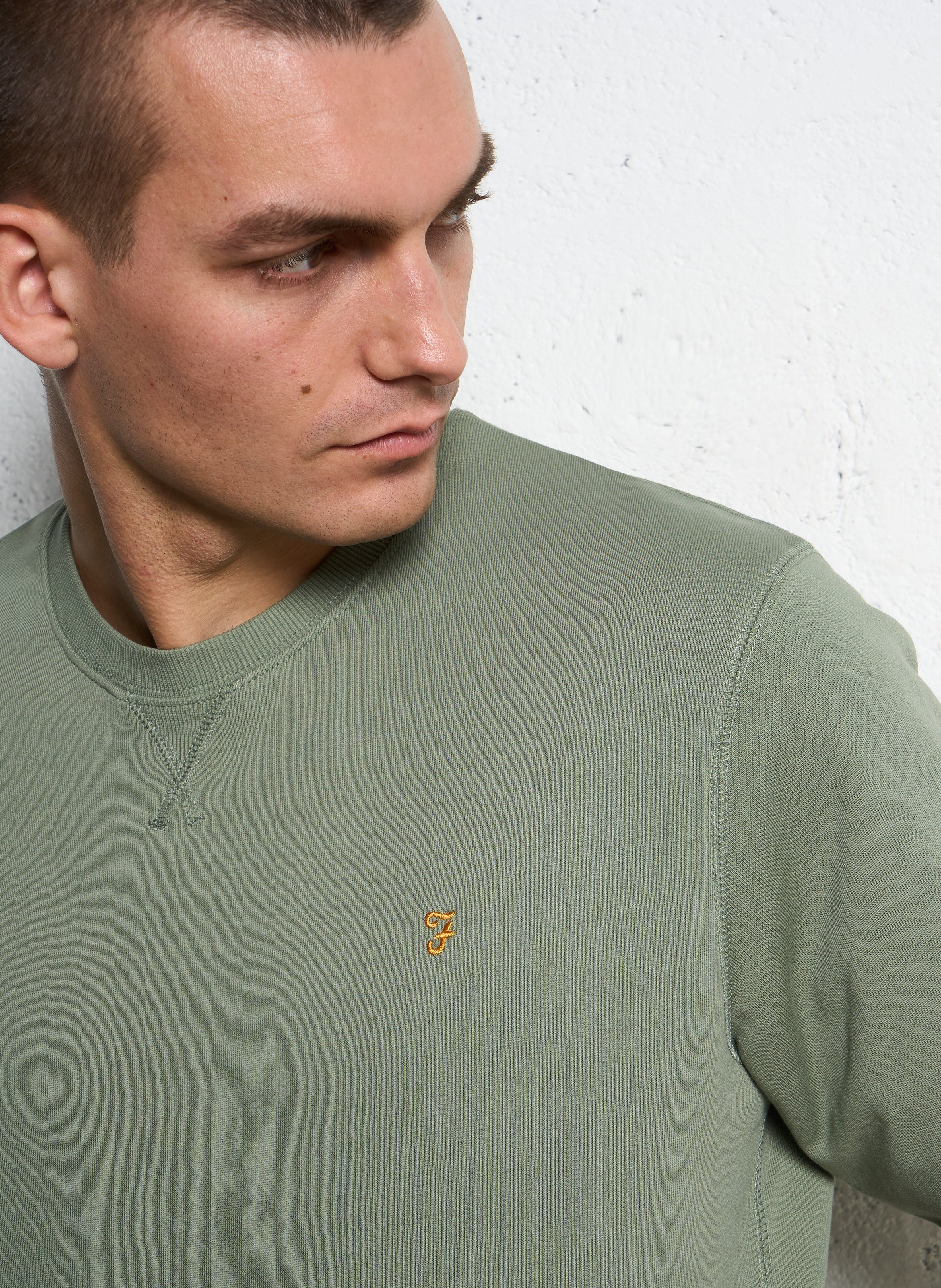 Sweat droit col rond en coton bio FARAH Vert