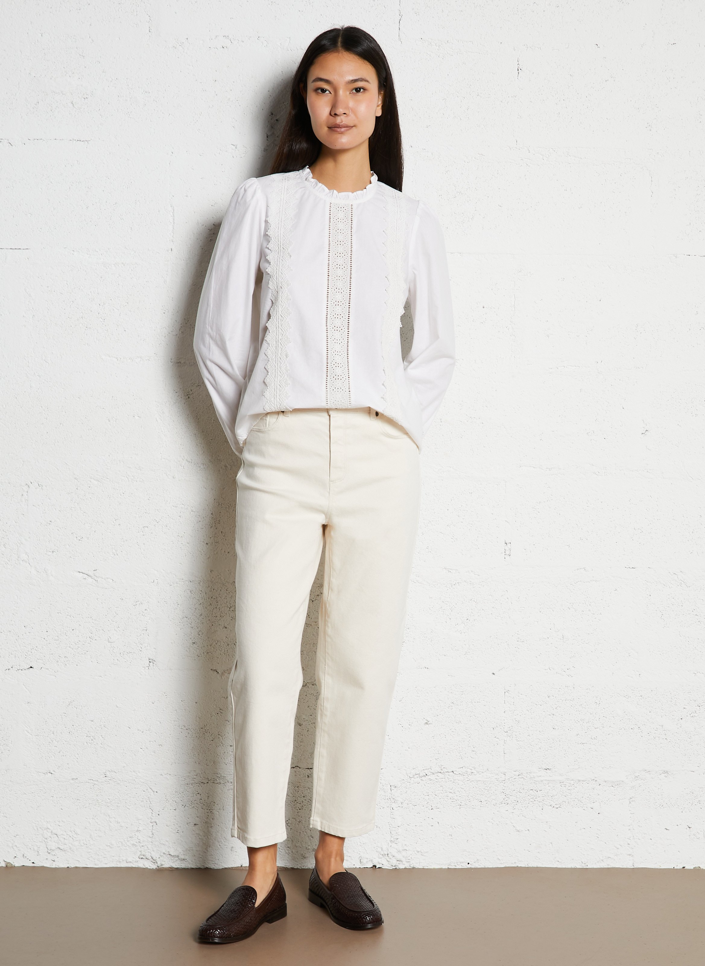 Straight lace blouse ONE STEP White