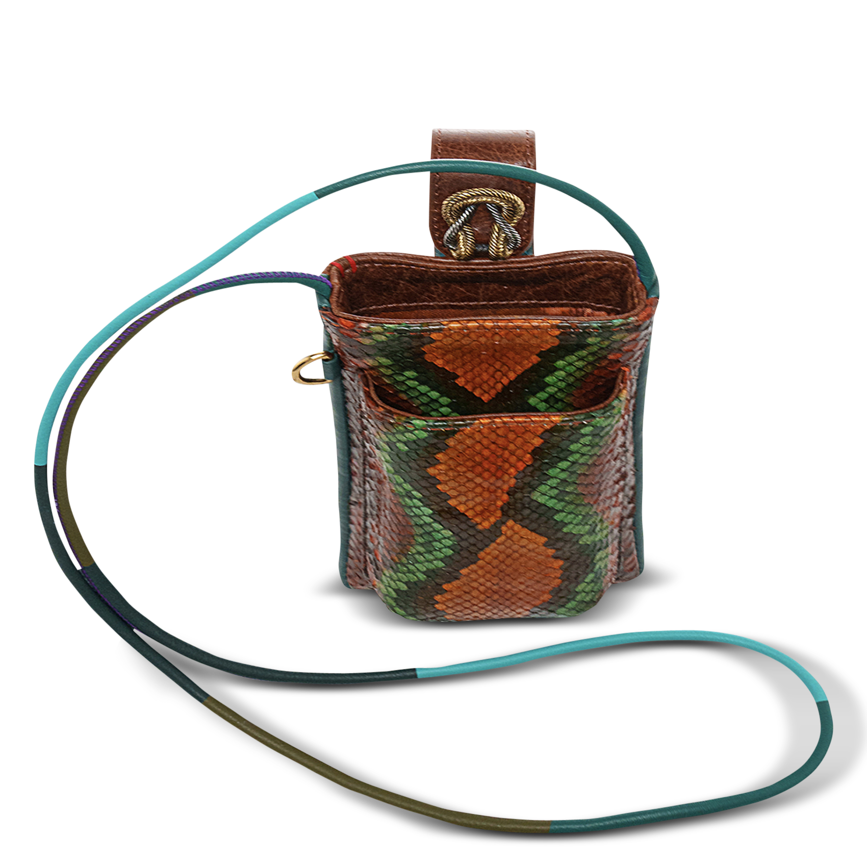 Pochette de téléphone en cuir imprimé CLARIS VIROT Marron