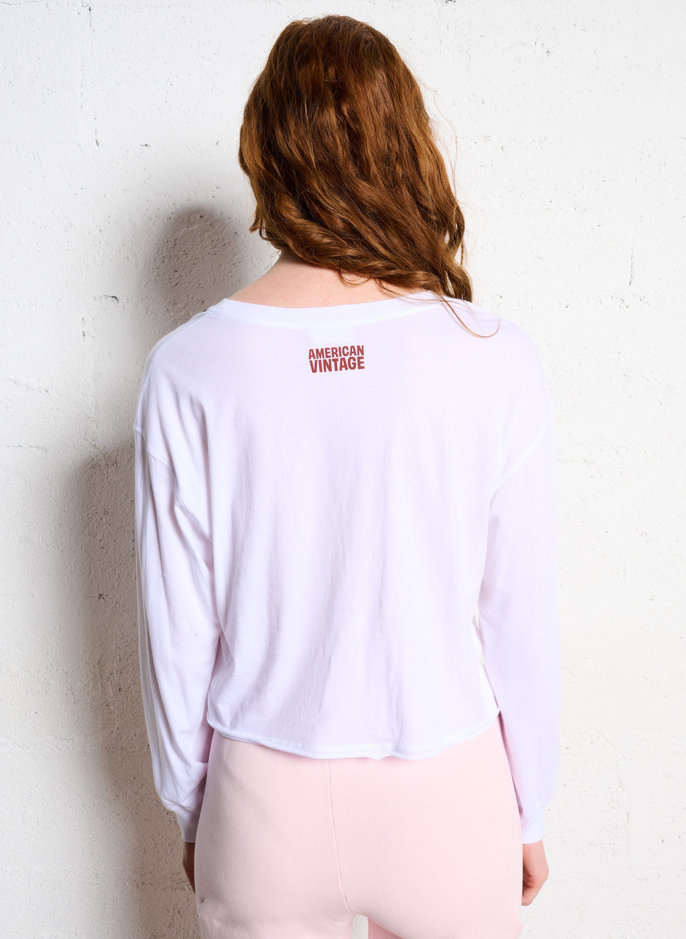 Short-sleeved plain long-sleeve T-shirt AMERICAN VINTAGE White