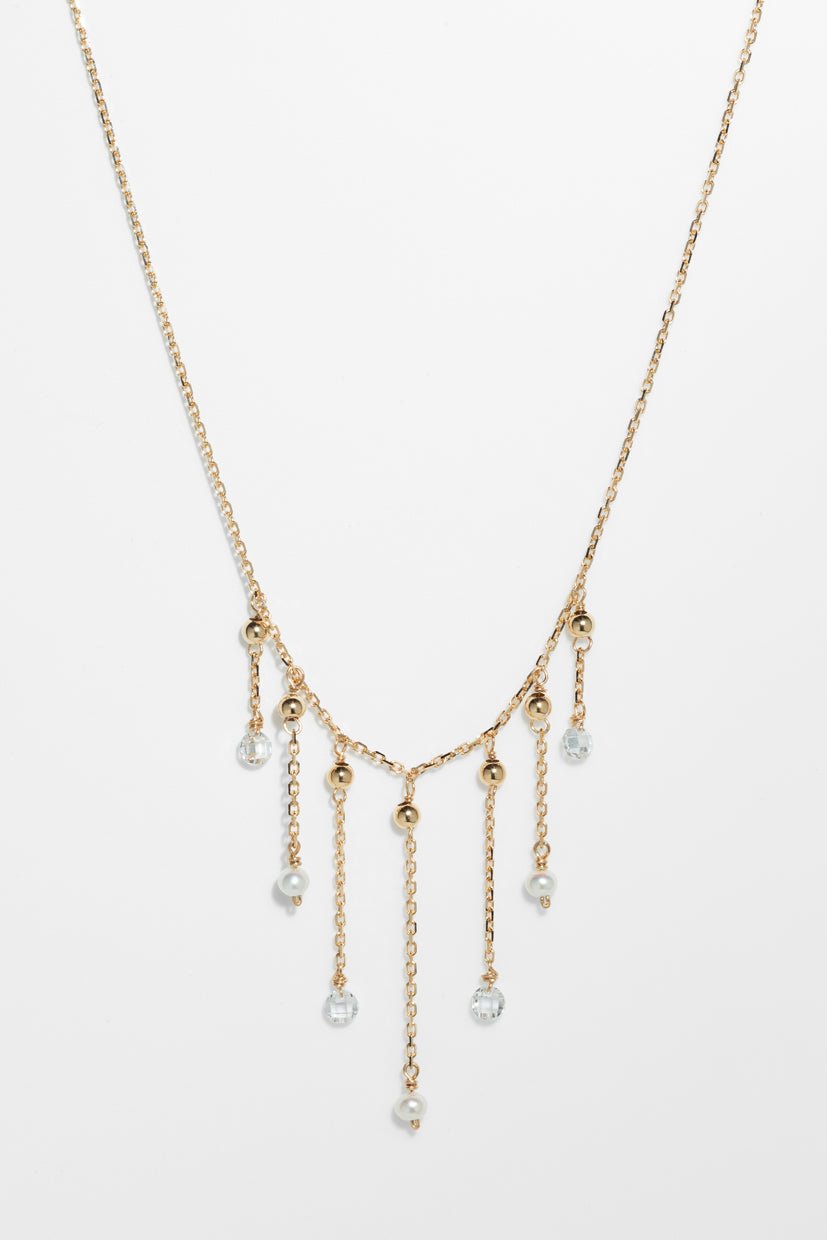 Luna necklace in 18k gold - white diamond & cultured pearl YAY Golden