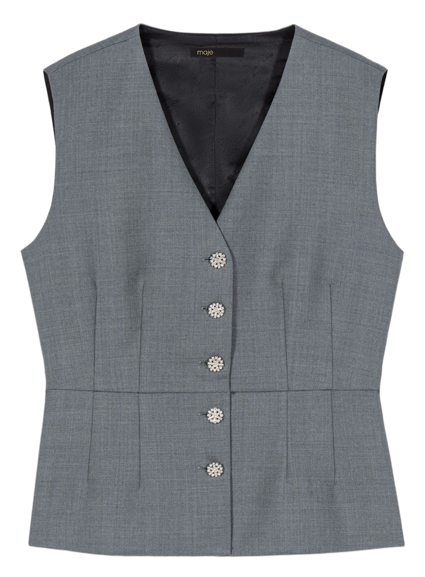 Mouwloos vest met V-hals MAJE Grijs