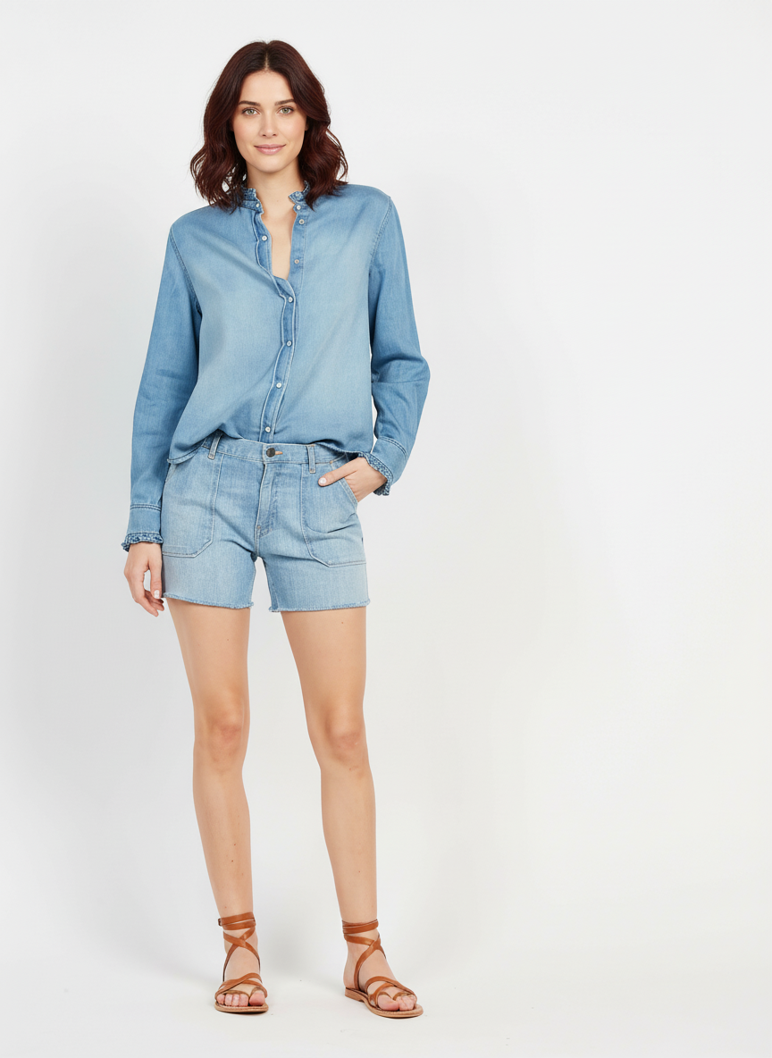 Round-neck denim shirt ACQUAVERDE Blue
