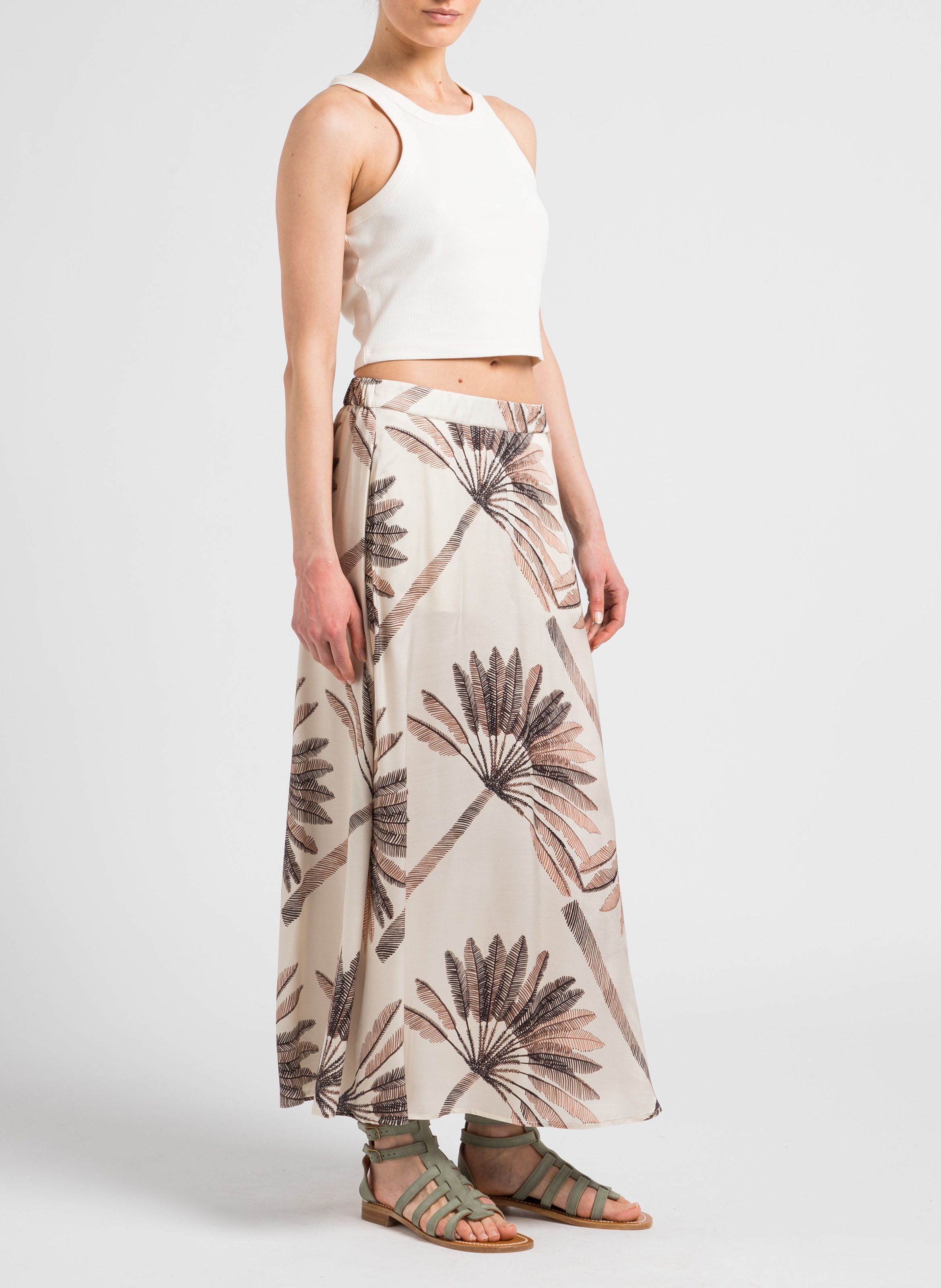 Jupe mi-longue imprimée  DIEGA Beige