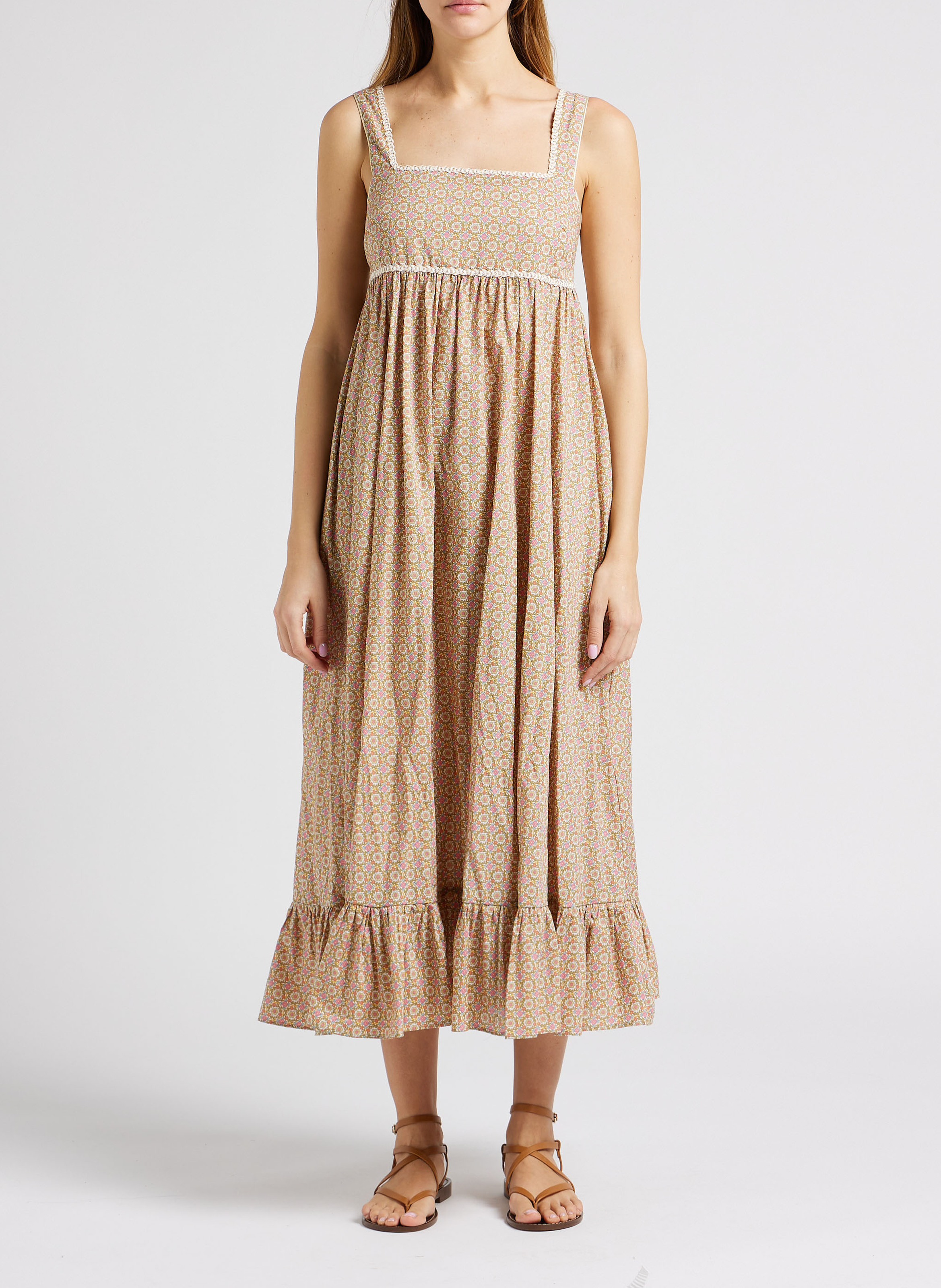 Lange jurk met vierkante hals en bloemenprint PAUL AND JOE Veelkleurig