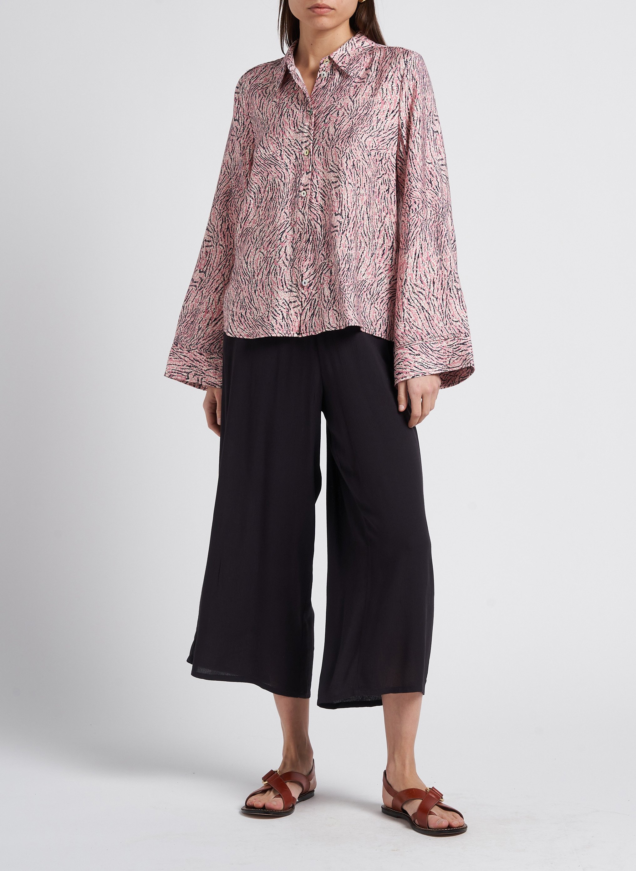 Chemise ample col classique à imprimé  VILA Beige